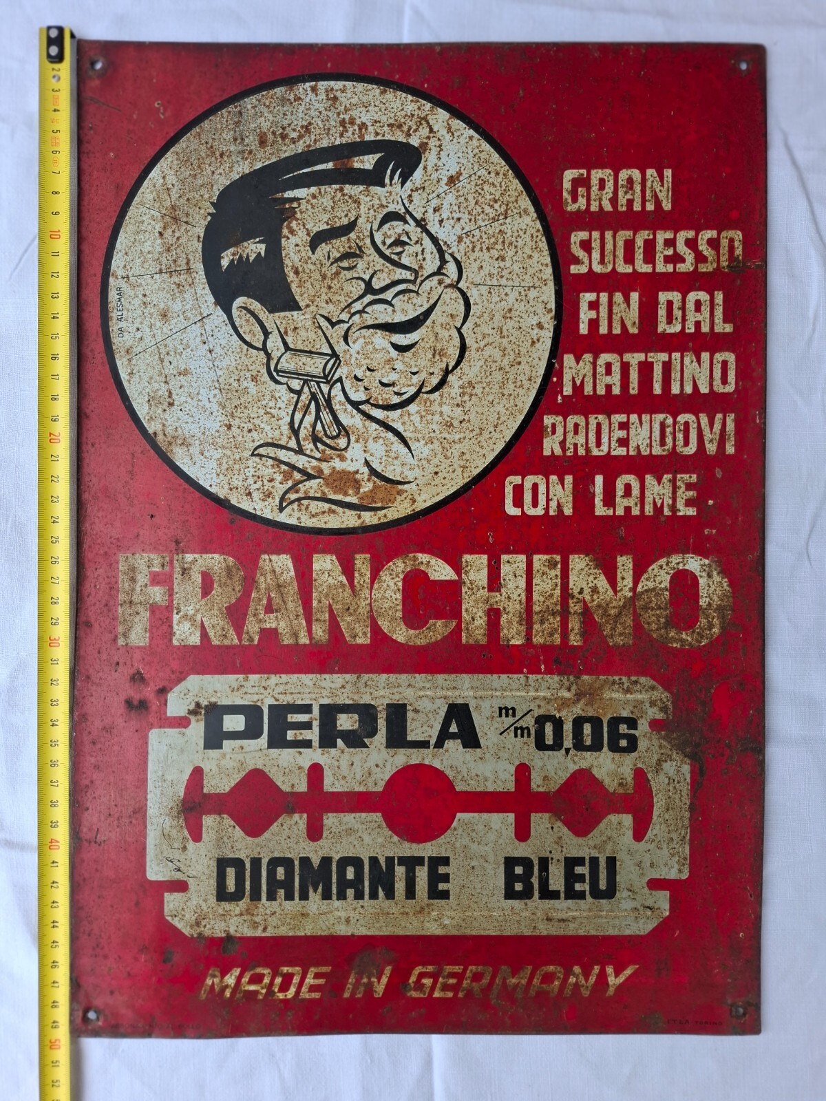 VINTAGE ADVERTISING SIGN FRANCHO BLADE FOR SAFETY RAZOR 1920 ORIGINAL