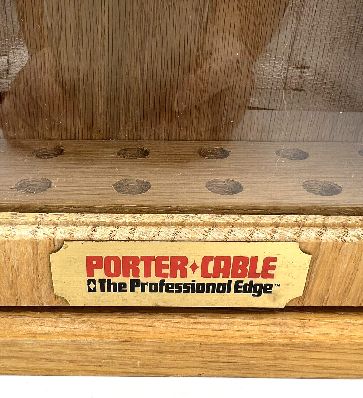 Porter Cable Oak Store Display Plexiglass Front 24-Bit Box Case 11 1/2″ x 9 1/4″
