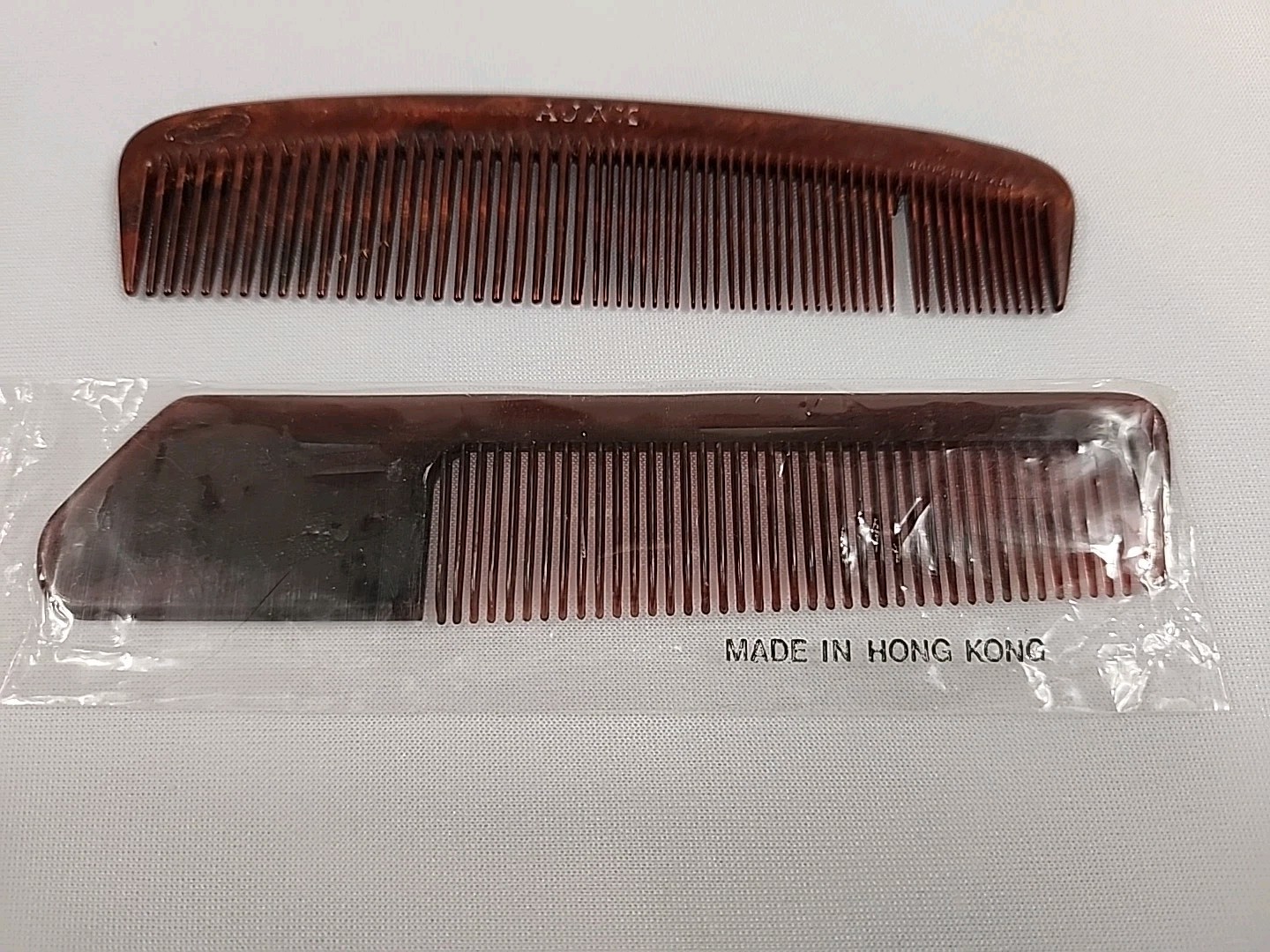 Vintage AJAX Unbreakable Pocket Comb & Unbranded NEW Vtg Comb Brown