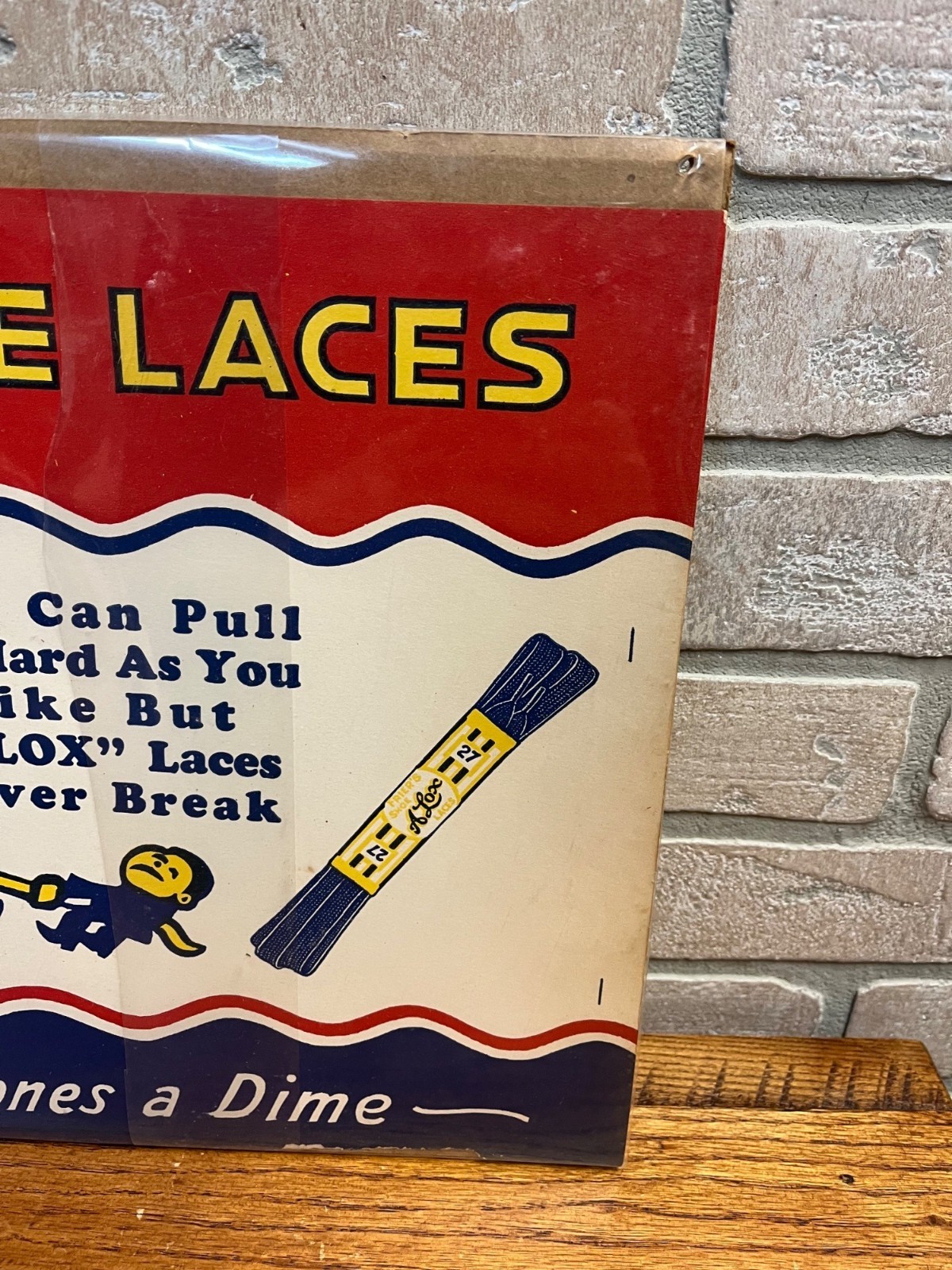 Vintage 1930s Wear Alox Shoe Laces Store Display Advertising Sign Cardstock Lith