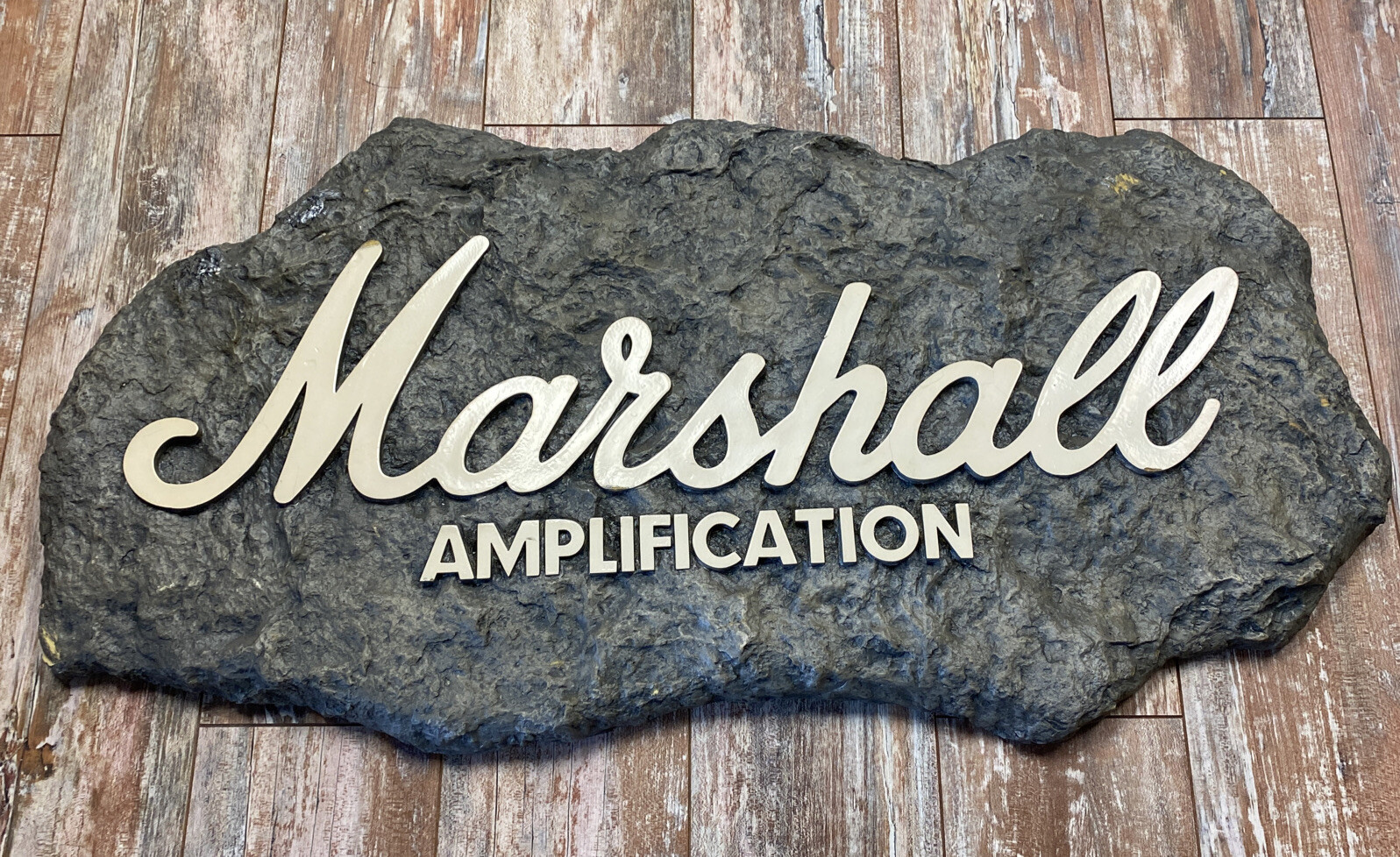Marshall Amplification original store sign display 1980s faux rock 36” wide orig