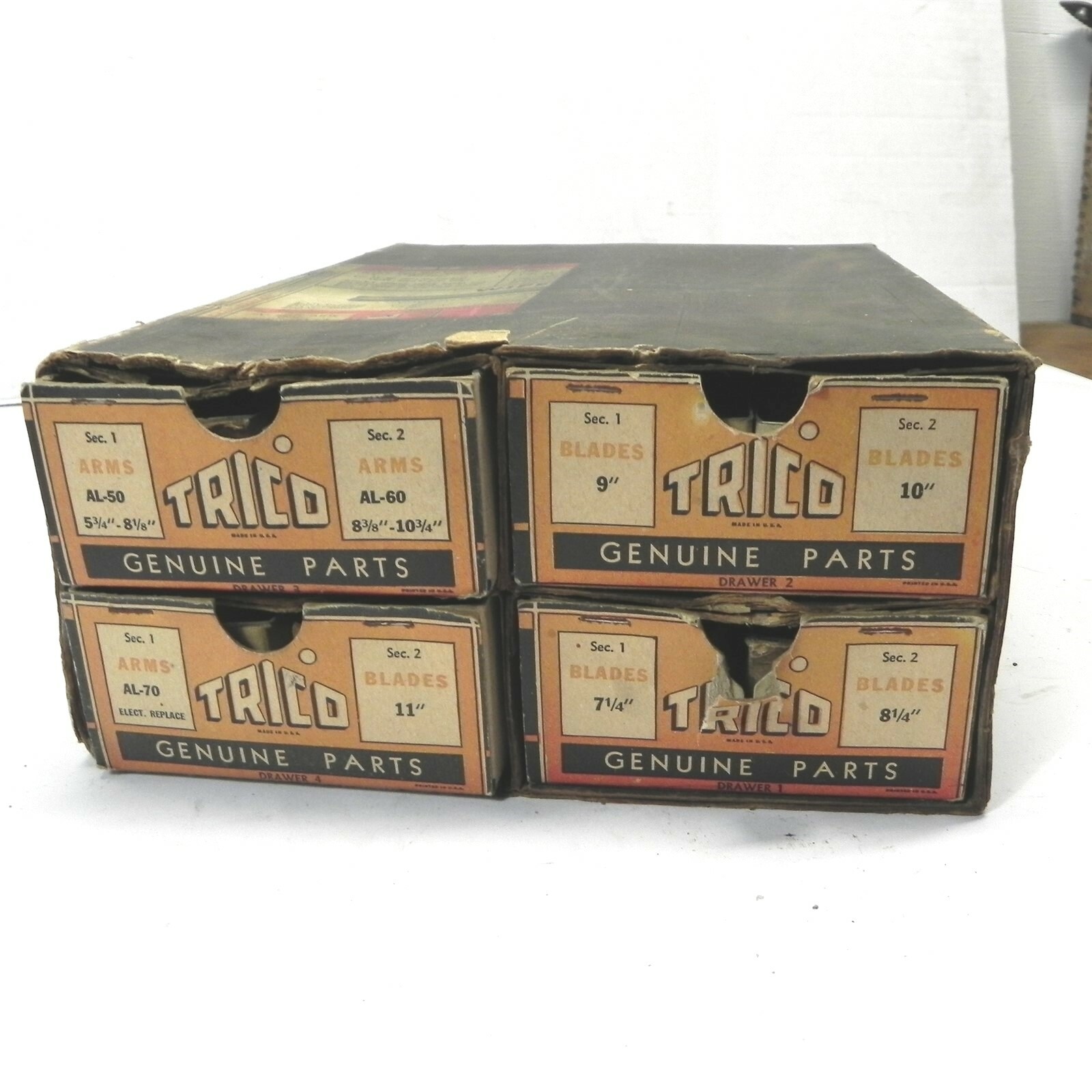 VINTAGE 1930S 1940S TRICO WIPER DISPLAY CARDBOARD BOX NO PARTS 13″ x 5″ x 9 1/2″