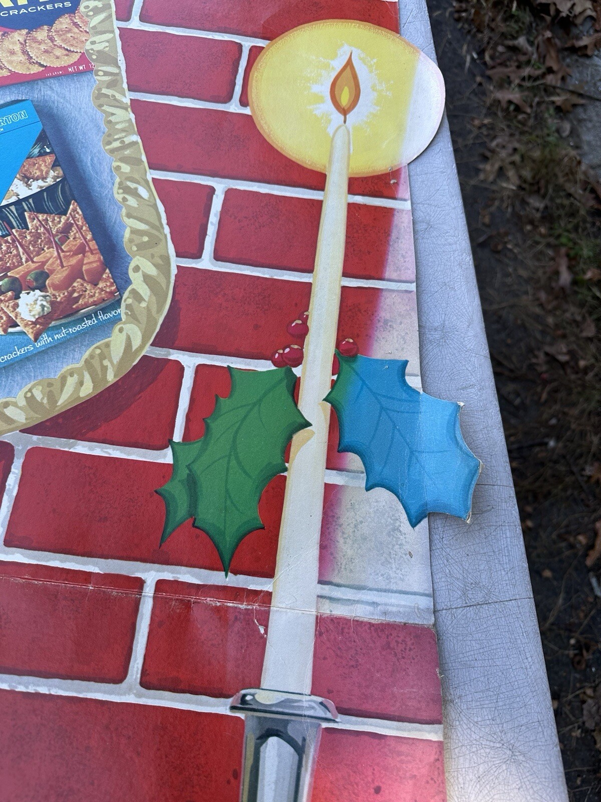 Huge Vintage Nabisco Crackers Christmas Stocking Sign Store Display 1960’s Era