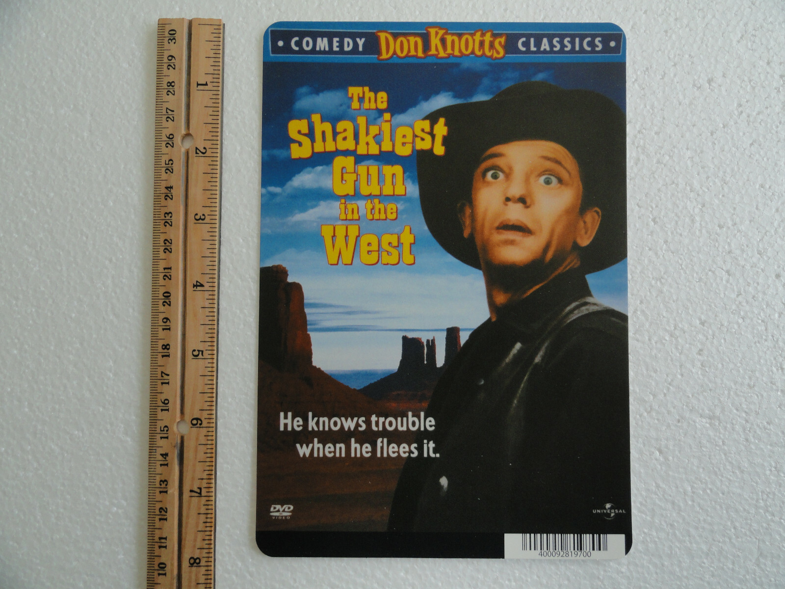 THE SHAKIEST GUN IN THE WEST – BLOCKBUSTER VIDEO BACKER CARD 5.5″X8″ ***NO MOVIE