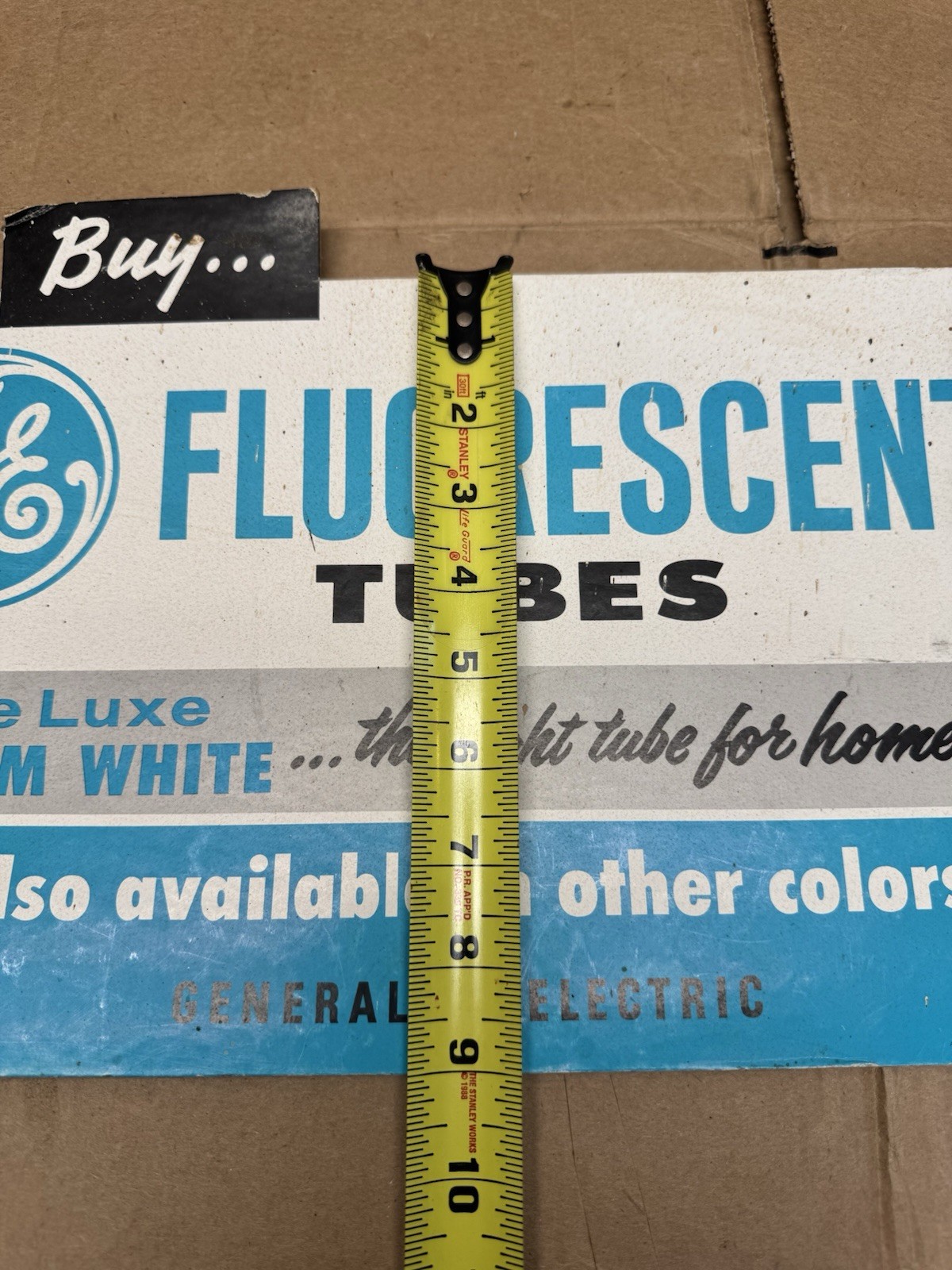 Vintage General Electric GE Florescent Tubes Advertising Sign Hardware Store