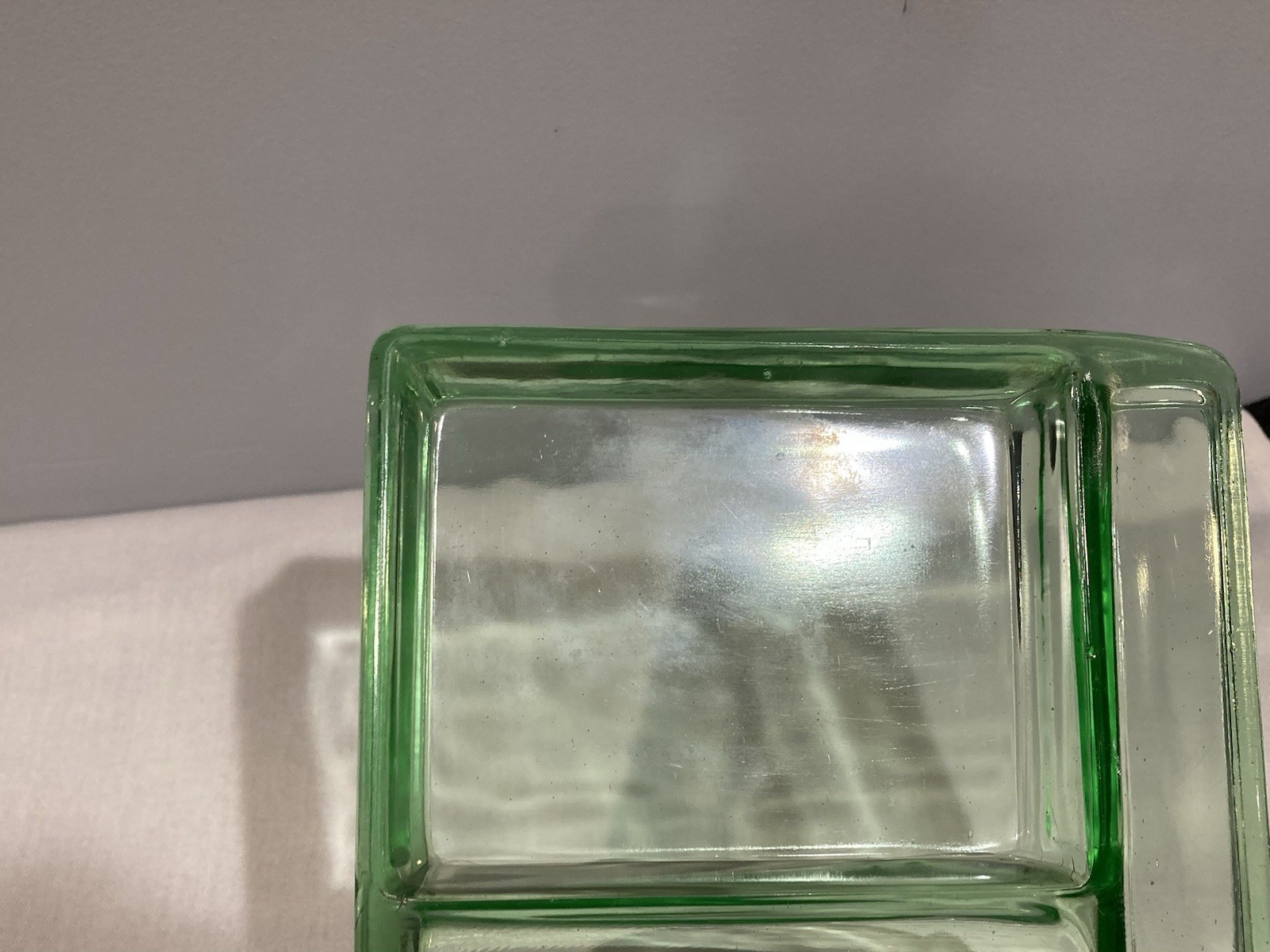 Vintage Clarks Teaberry Gum Countertop Display Tray Green Uranium Glass