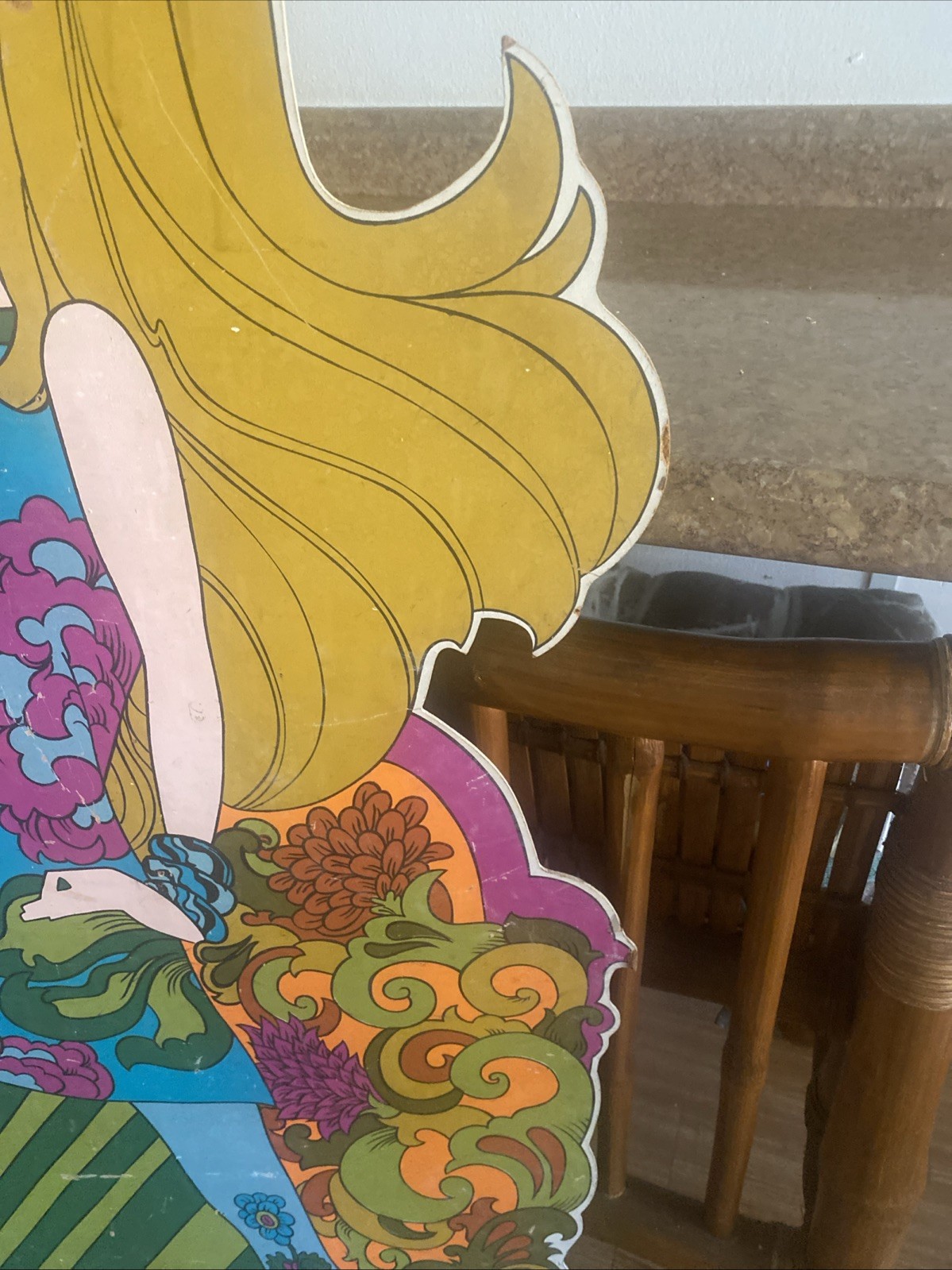 Vintage 1970s Blonde Mod Girl Pop Art Board 58″ Life Size Store Display Stabney