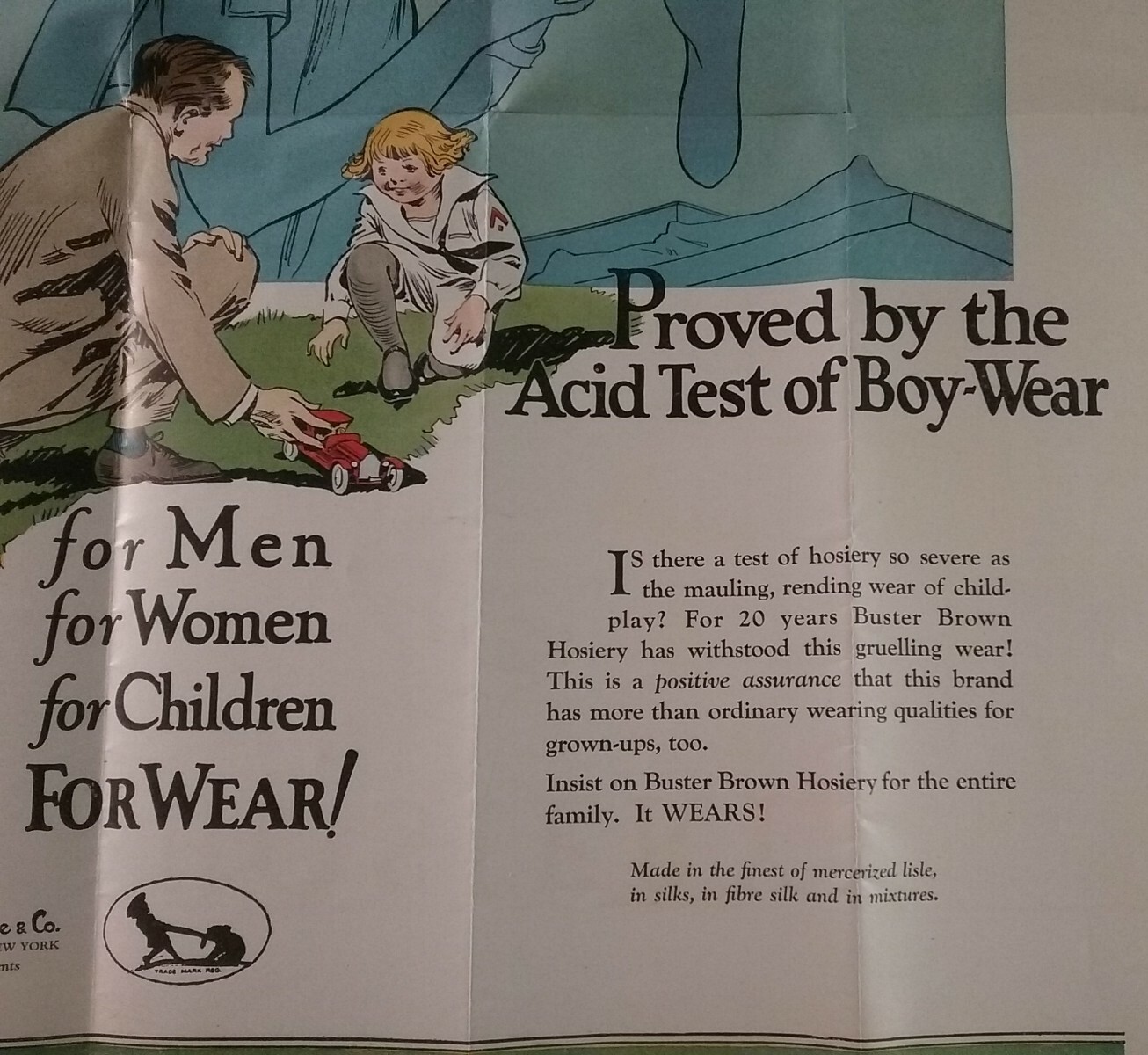 Buster Brown Hosiery Advertising Store Window Poster Amory, Browne & Co. 1923