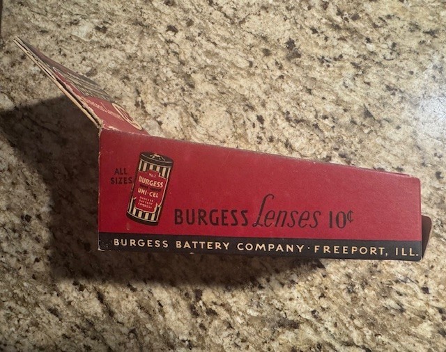 Antique Vintage Burgess Battery Flashlight Lens General Hardware Store Display