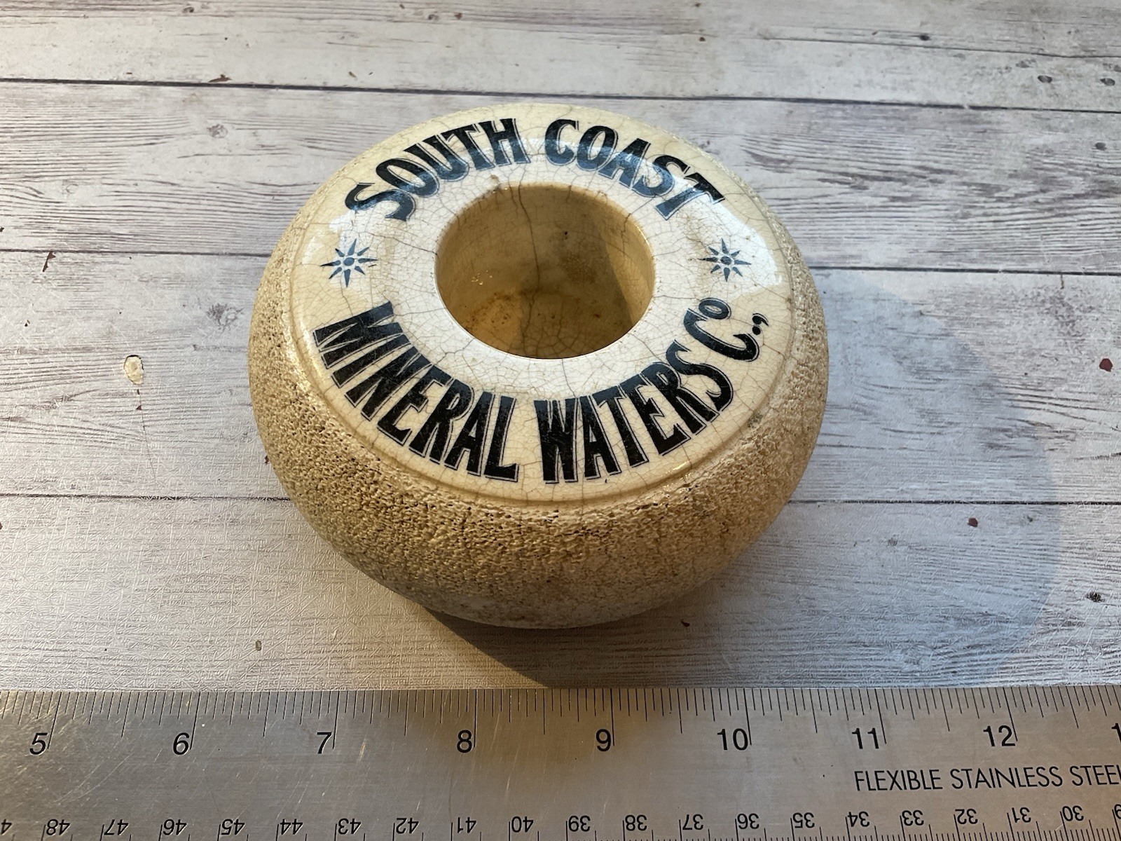 ORIGINAL ANTIQUE ENGLISH SOUTH COAST MINERAL WATERS CO MATCH STRIKER BAR DISPLAY