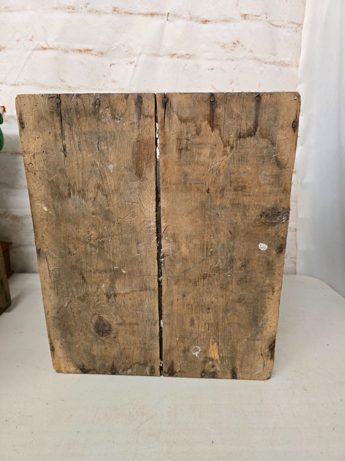 Antique Burgess Battery Co Advertising Shipping Wood Crate Box Handles & Lid