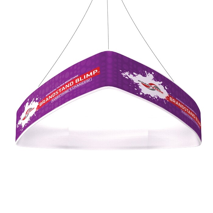 Curved Triangle Trade Show Custom Printed Tension Fabric Ceiling Hanging Banner