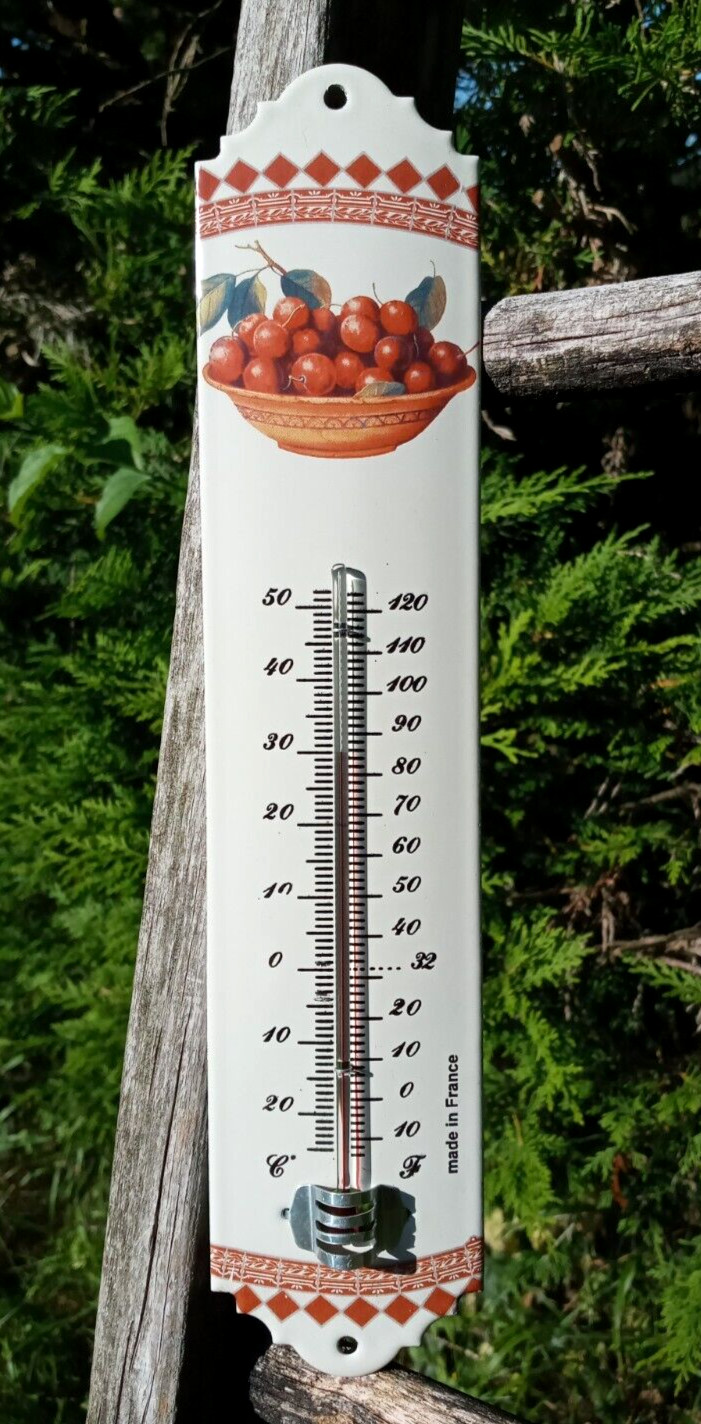 NEW CHERRIES ENAMEL THERMOMETER ENAMEL GENUINE 800°C FABR EN FRANCE PROMO