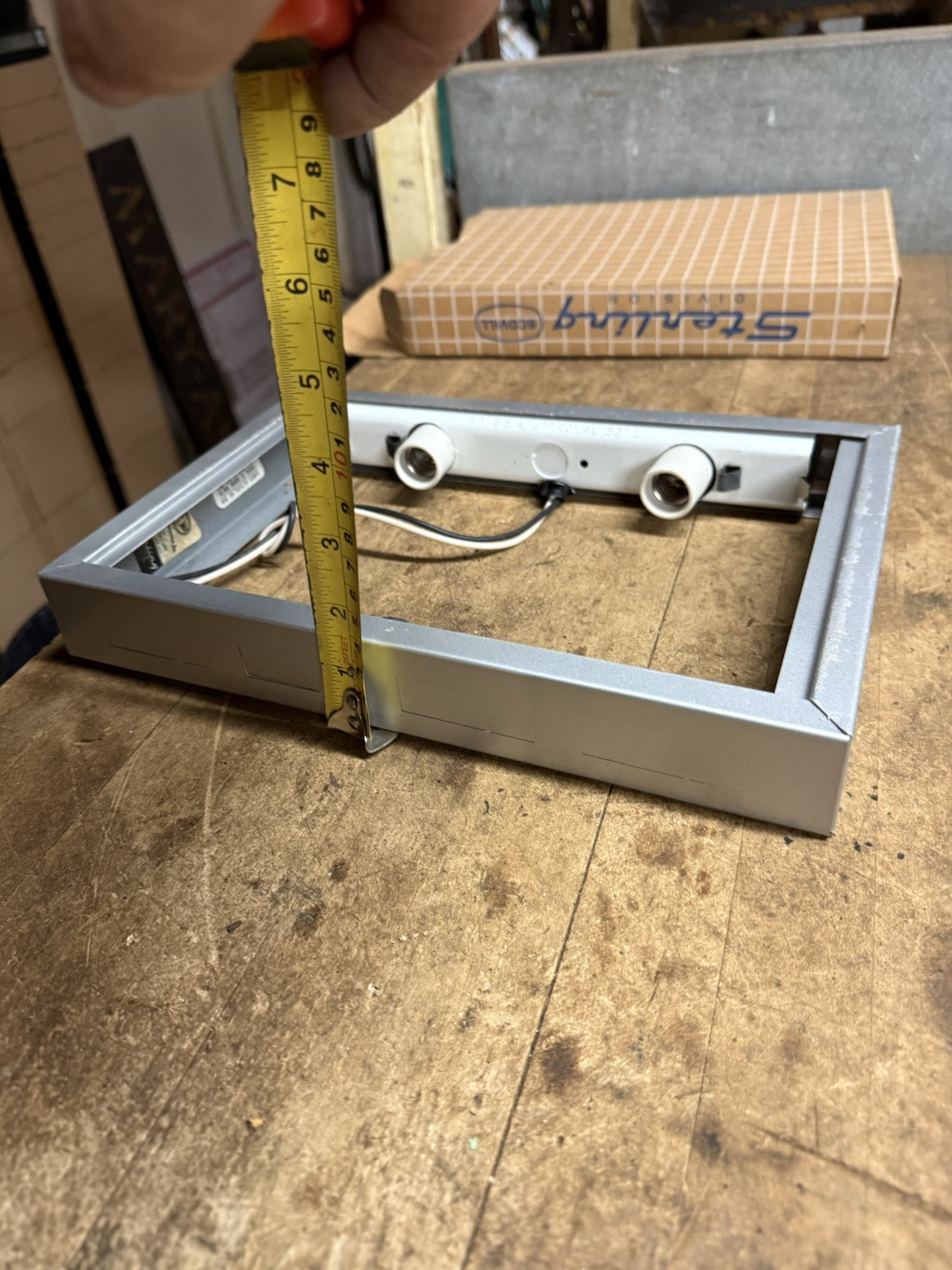 Vintage New NOS Sterling Scovill Light Lamp Electric Exit Sign Fixture W Box USA