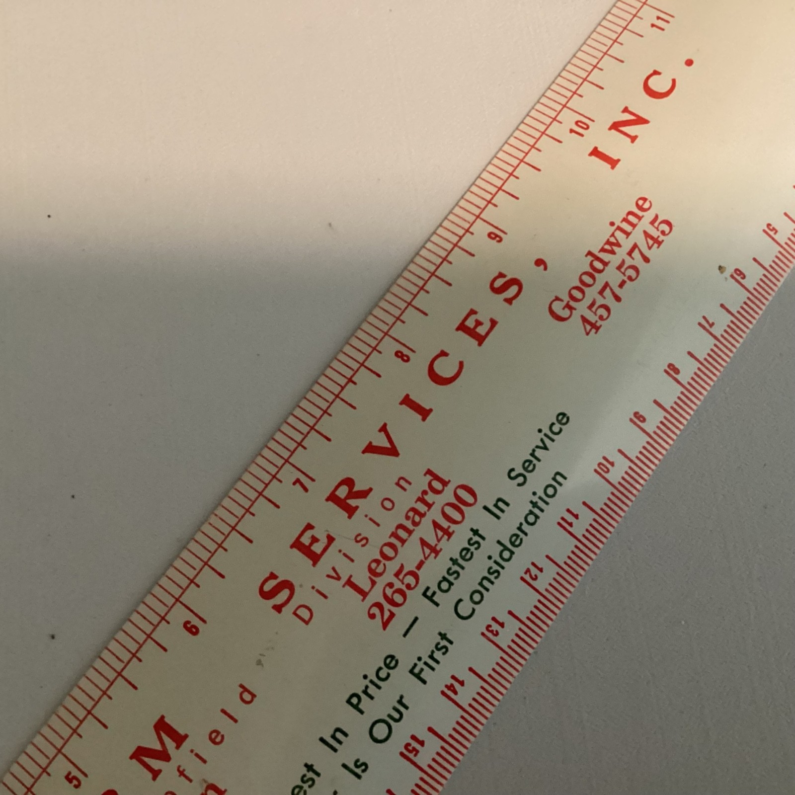 Custom farm services inc vintage metal ruler schofield division