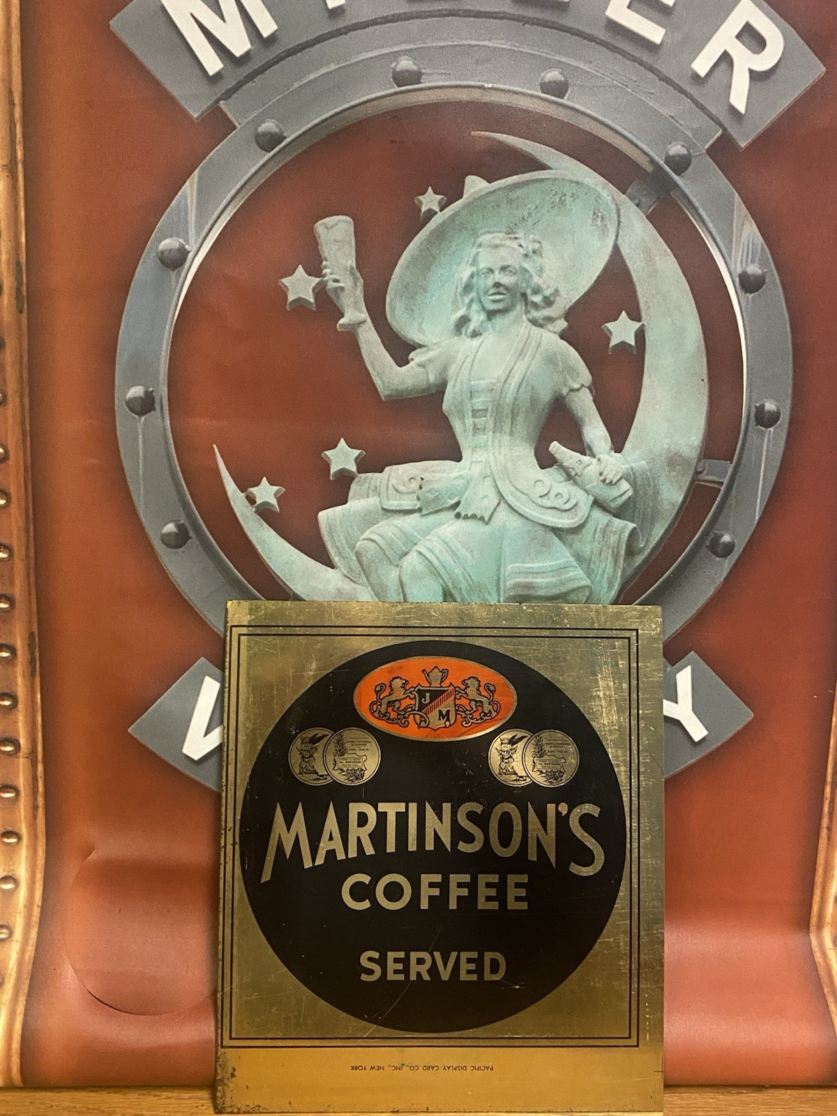 Vintage Martinson’s Coffee Served Metal Advertising Sign Store Display