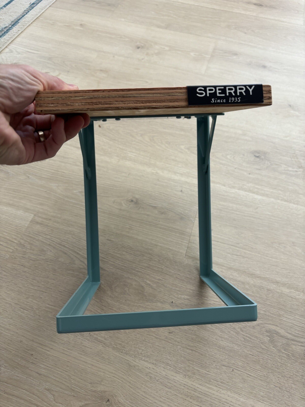 RARE Sperry Shoes Retail Store Shoe Display Stand Stool Wood Metal NICE!