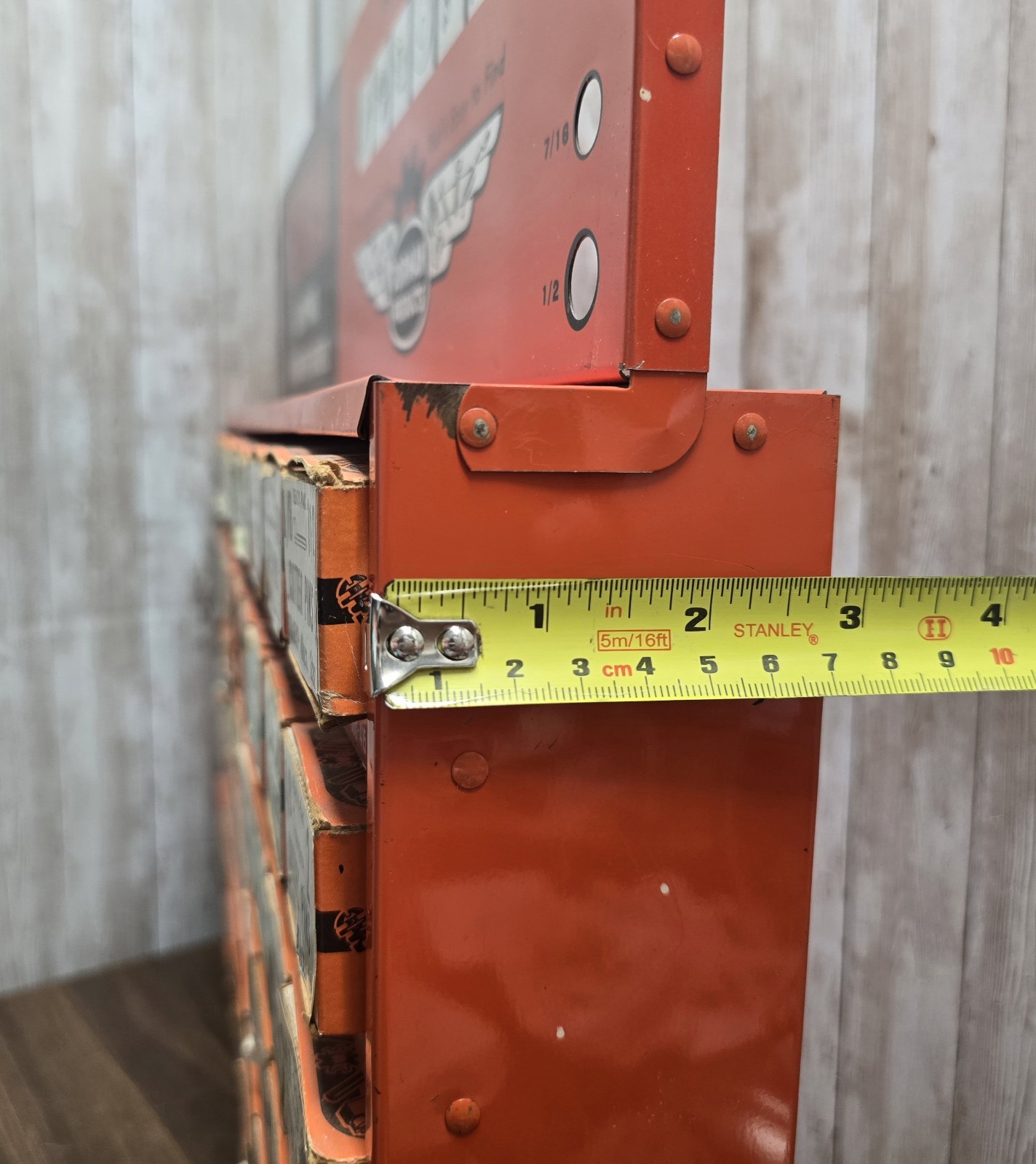 Vtg Dorman Ready Paks Fastener Orange Display Cabinet w/Contents! USA! LOADED!