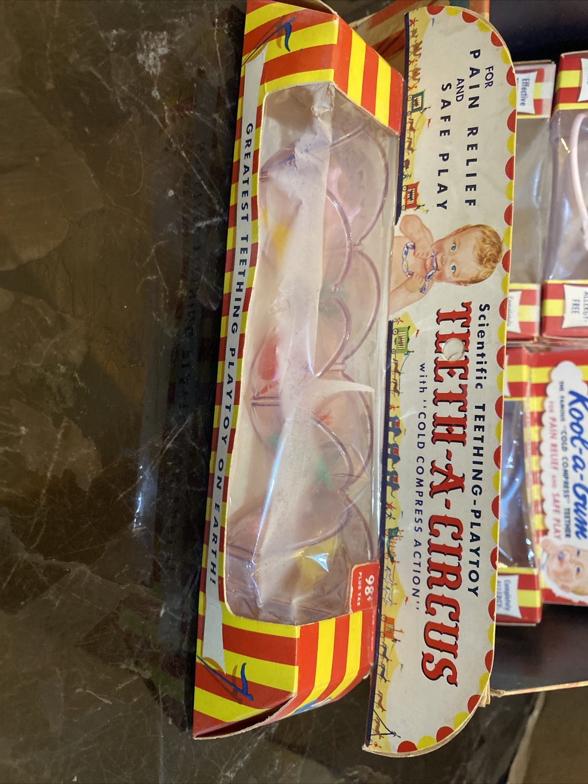 3 RING TEETHING CIRCUS RARE VINTAGE LARGE COUNTERTOP STORE DISPLAY 1940’s