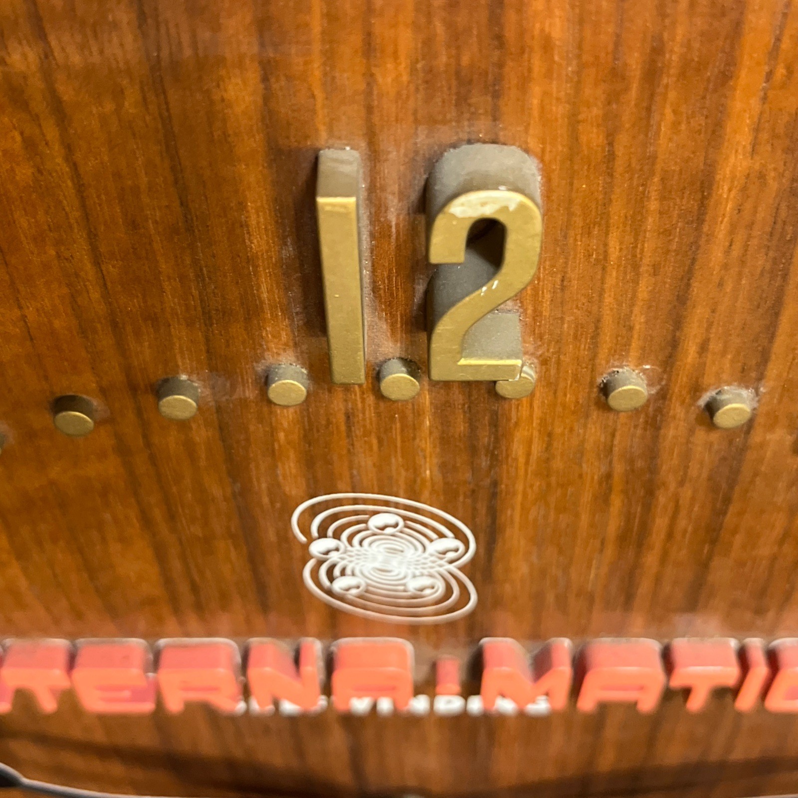 Rare Eterna Matic Mid century Wood/Brass Store Display Wall Clock