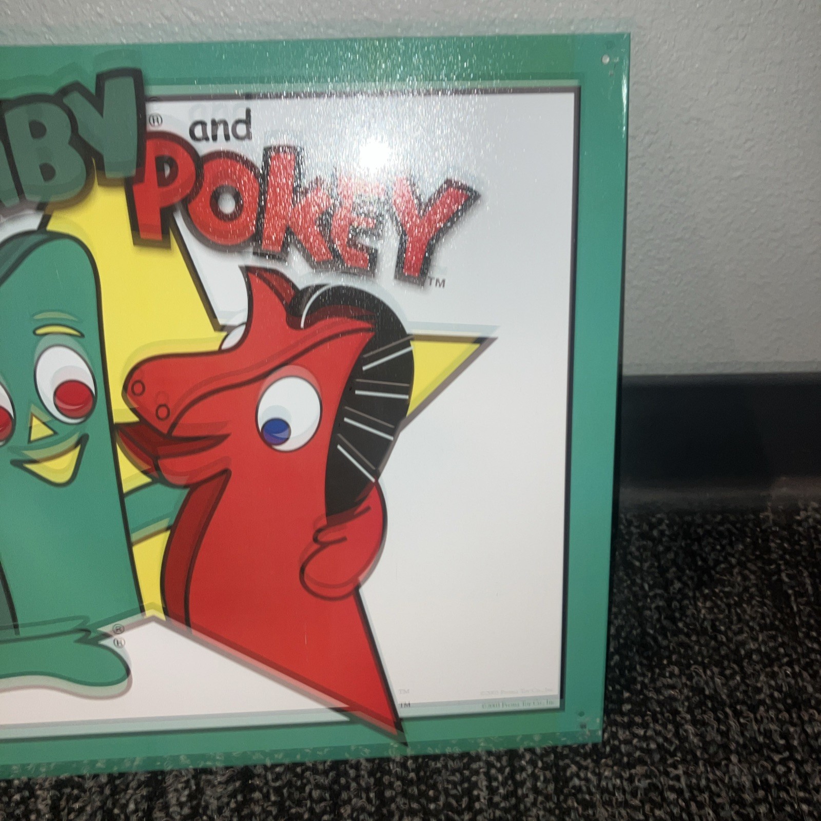 Vintage Gumby & Pokey Tin Metal Sign Prema Toy Co 16″ Prema Toy Co 2003 RARE