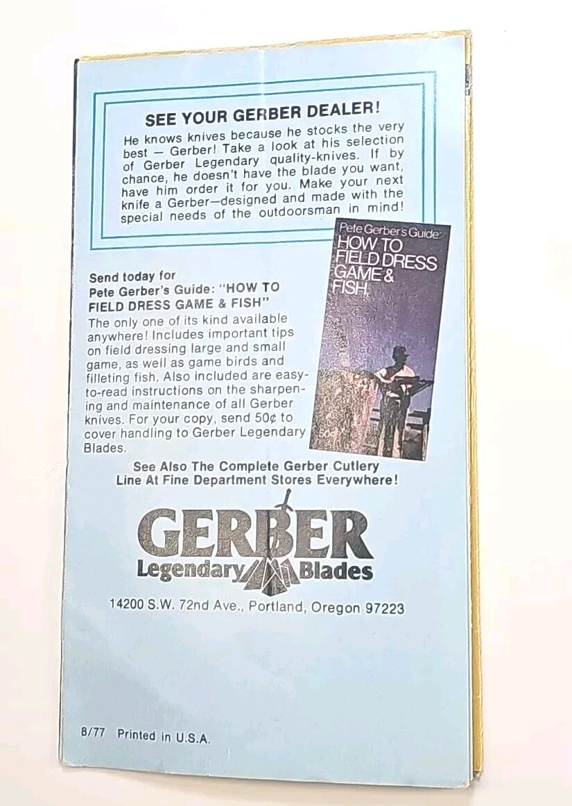 Vintage 1970’s Gerber Sportsmen’s Knives Knife Store Salesman’s Pamphlet