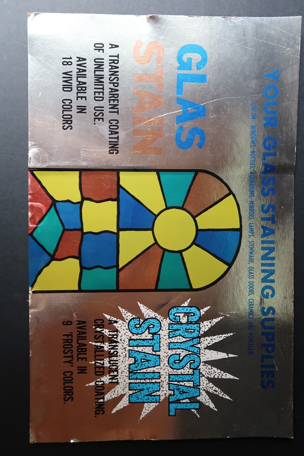 Glas Crystal Stain Store Display Hobby Shop Advertising Man Cave She Shed