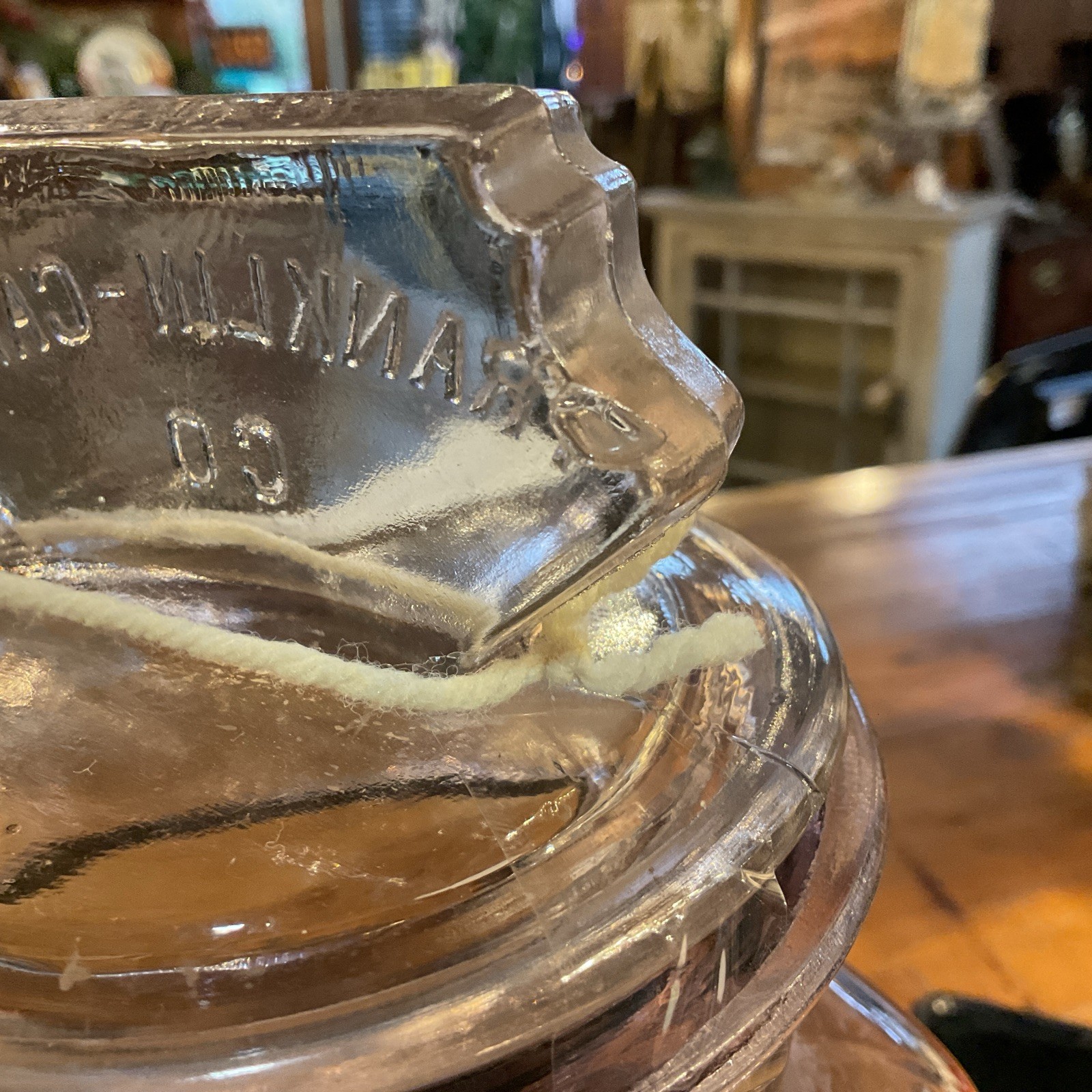 Antique Mercantile Candy Store Glass Jar Franklin Caro Co. Display Purple Hue