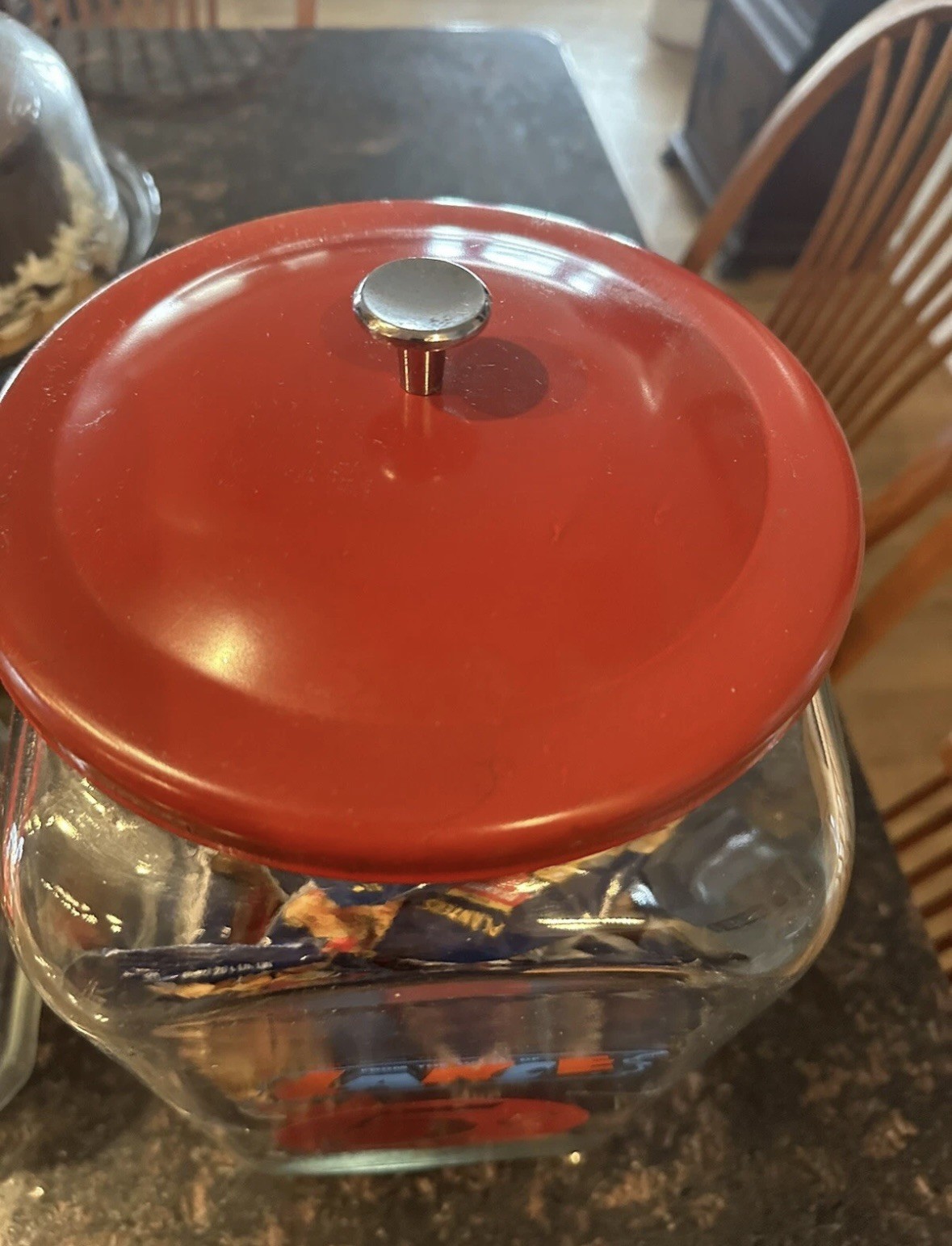 Antique Large Lance Peanut Cracker Store Jar Heavy Glass