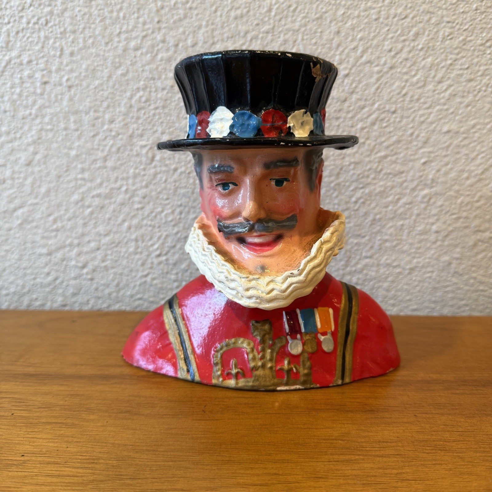 Vintage Beefeaters Gin Bust Torso Advertisement Hand Painted Plaster 6”