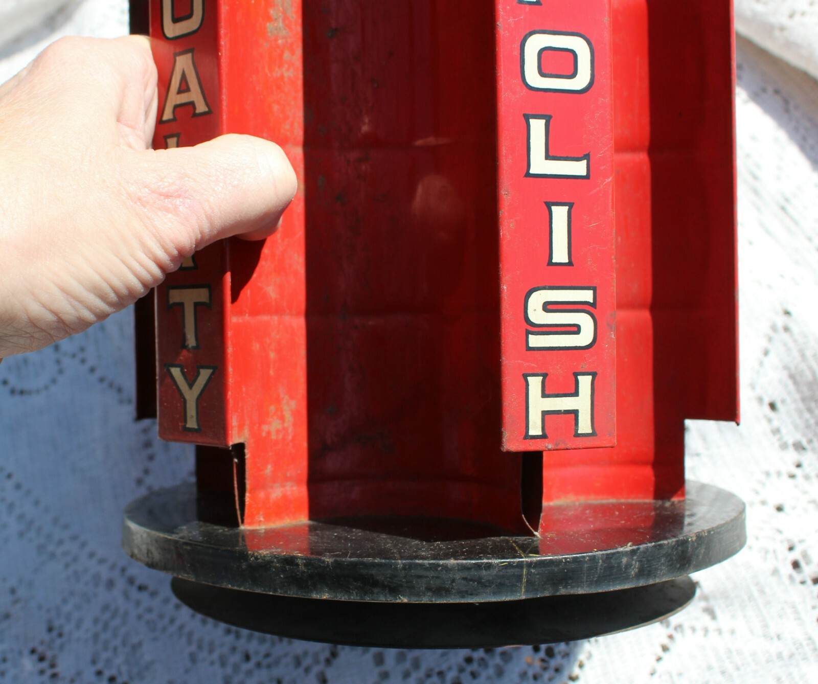 Vintage Art Deco 1940’s KIWI Boot Polish Metal Swivel Store Display Stand