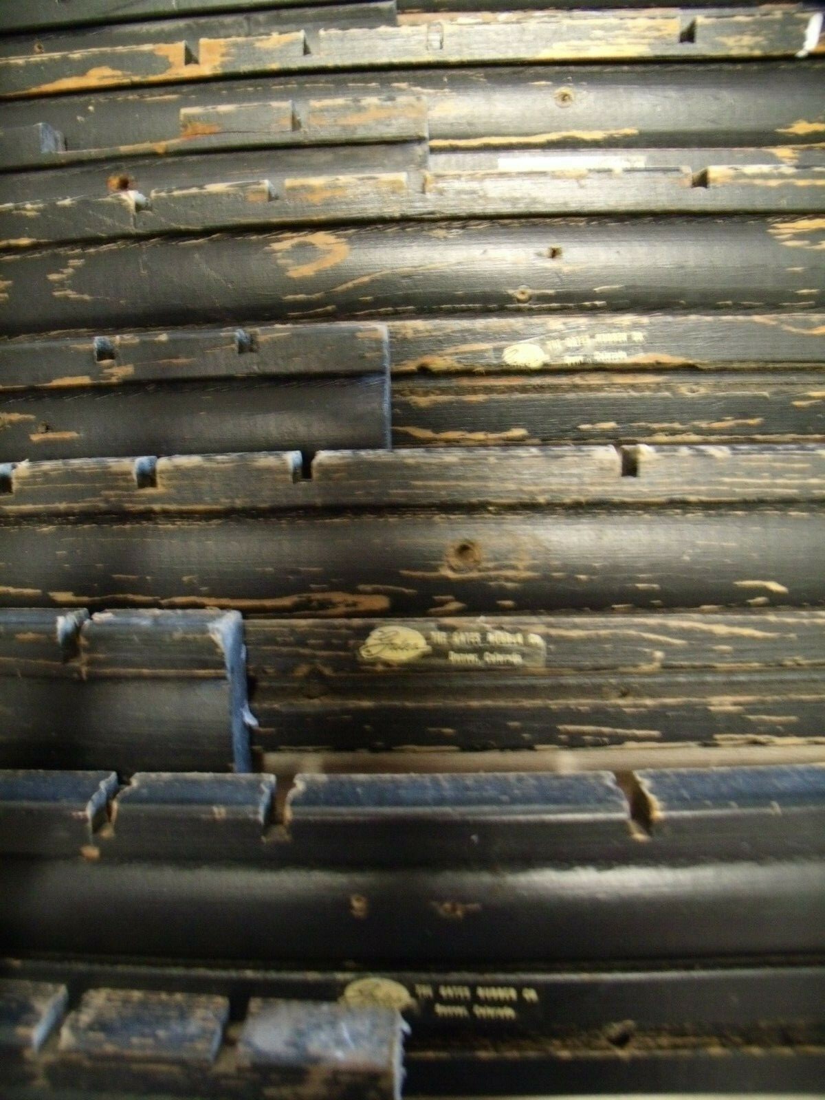 Lot of 13- Vintage Gates Rubber Co. 36″ Fan Belt Wall Display Racks +140 Hooks