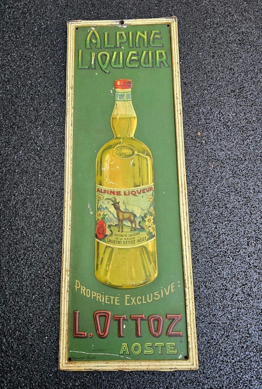 Alpine Liqueur Lithographed Table Sign