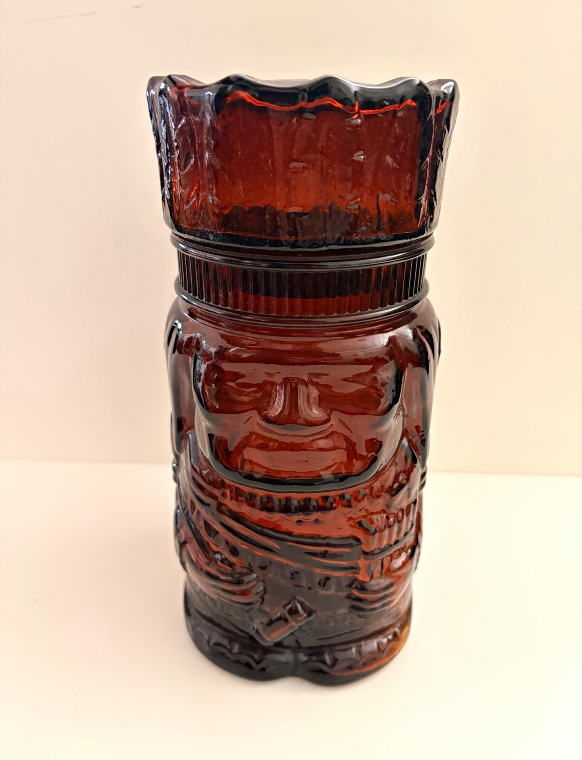 Vintage Dutch Masters The Chieftain Amber Glass Cigar Jar 1960s Advertising