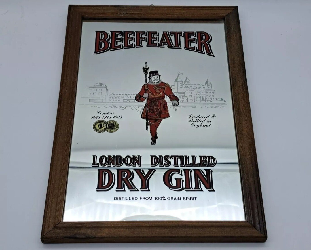 MIRROR FRAME-BEEFEATER LONDON DISTILLED GIN-MIRROR PAINTING PICTURES-VINTAGE