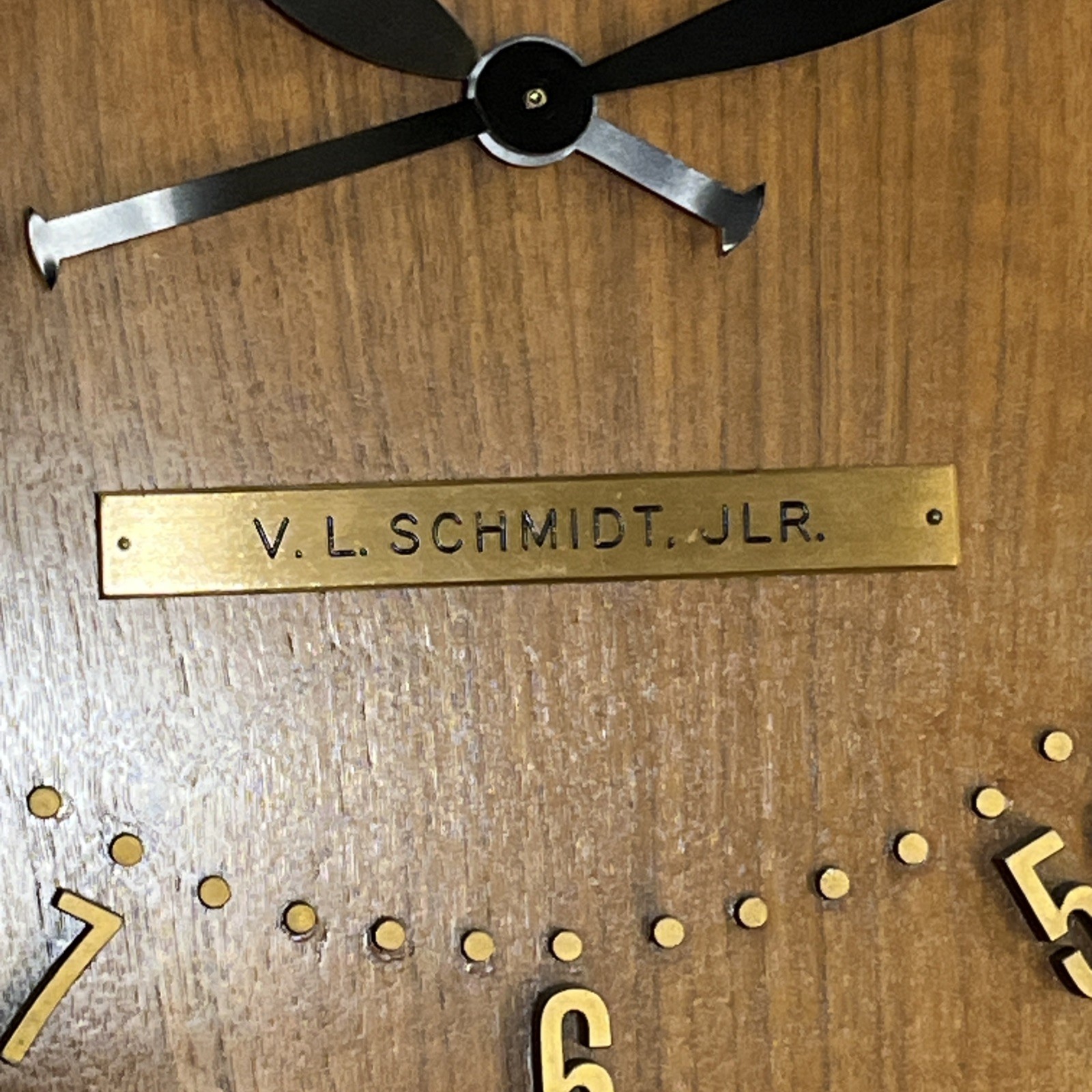 Rare Eterna Matic Mid century Wood/Brass Store Display Wall Clock