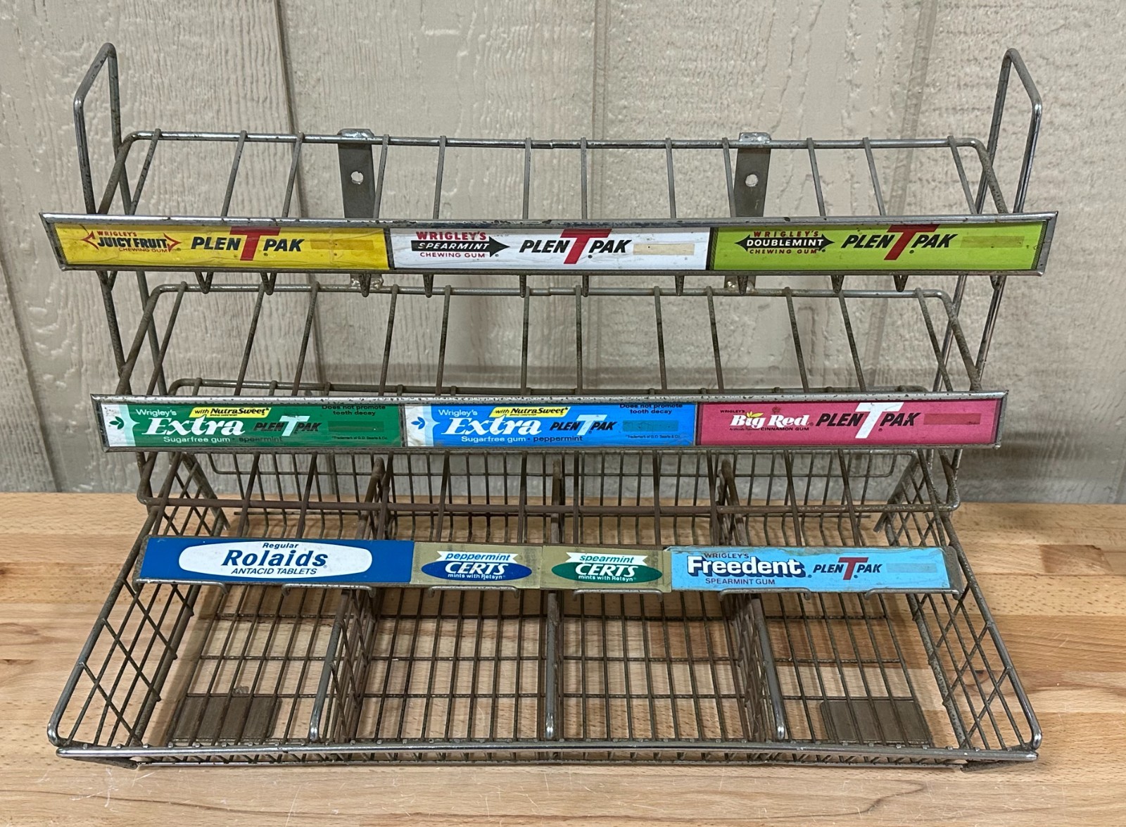 Vtg WRIGLEYS GUM store counter top/wall mount metal rack display collectible