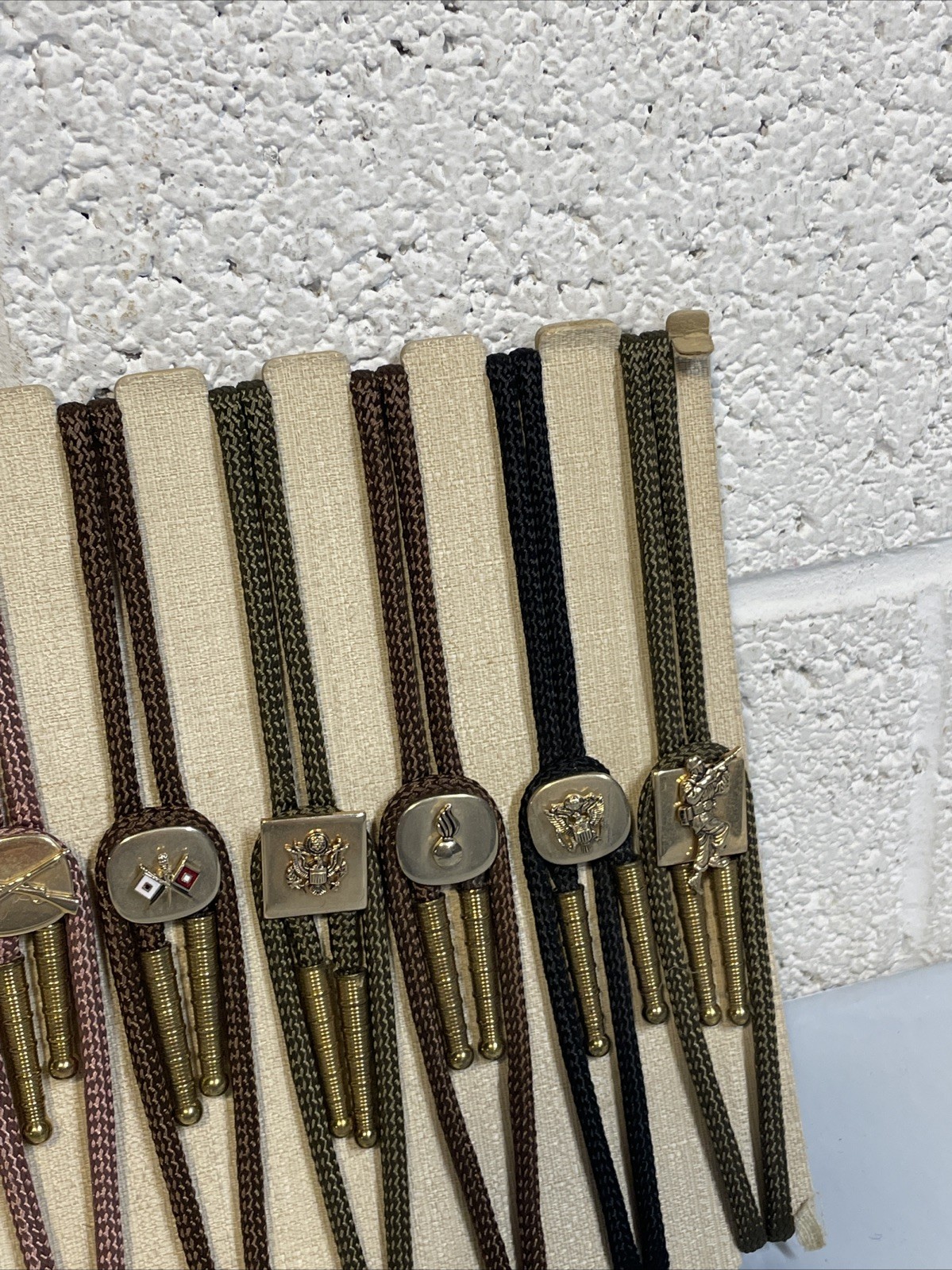 Metal Bolo Ties Bola Advertising Store Display Military Lot x12 Crest-Craft Vtg