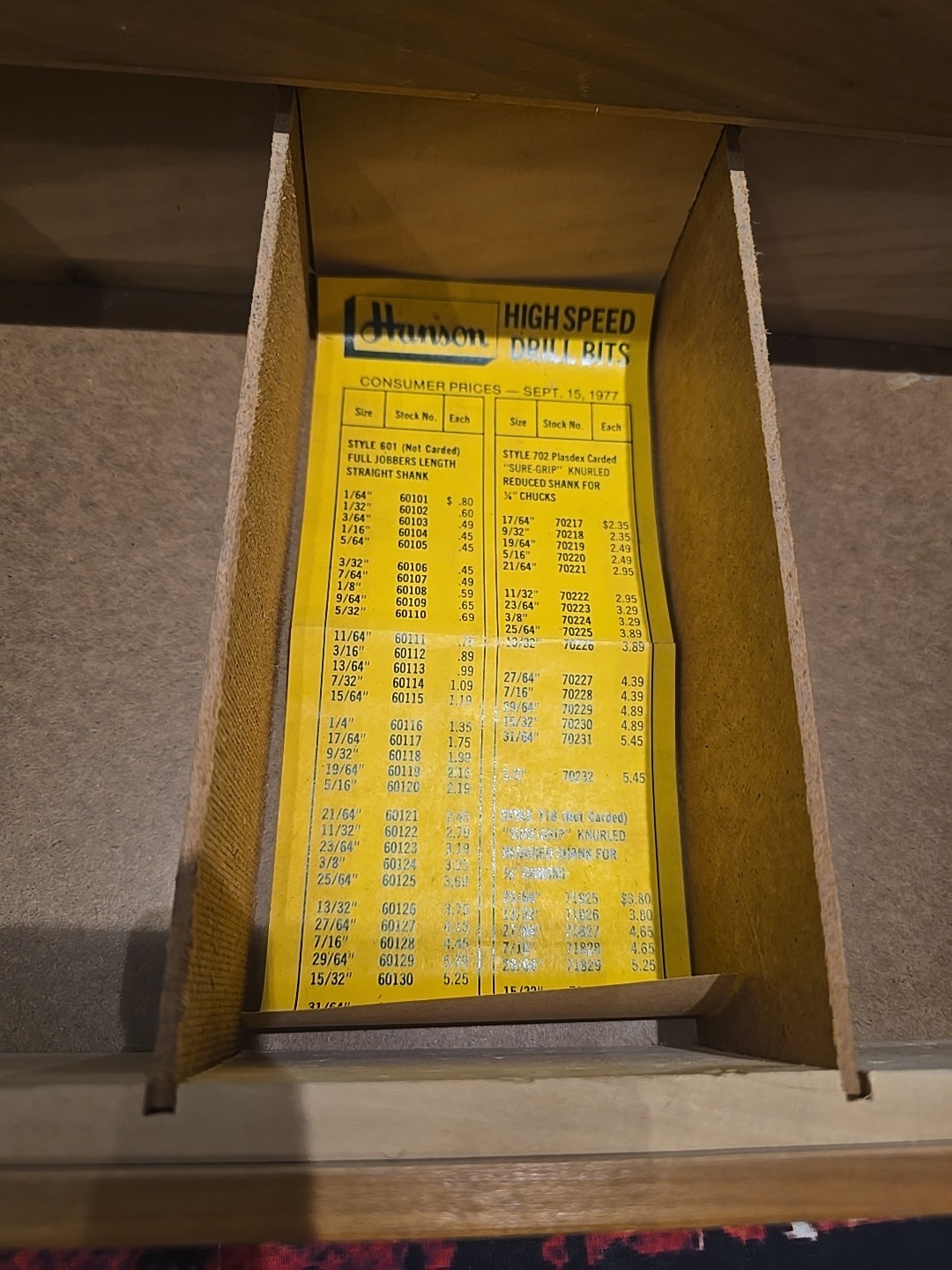 VINTAGE Hanson Drill Bit Advertising Counter Display Cabinet – w/ 54 DRILL BITS