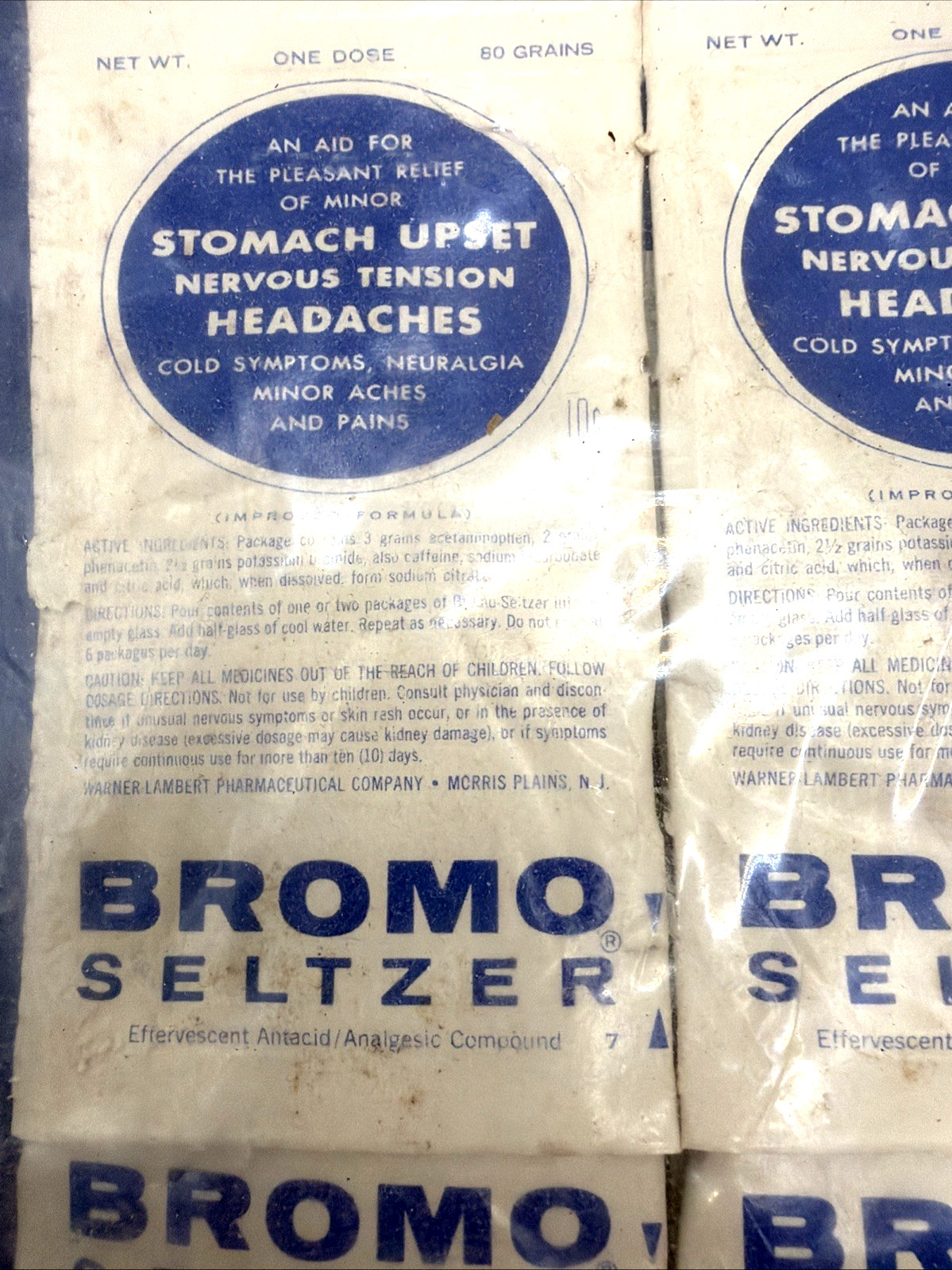 FACTORY SEALED NOS Vintage Bromo Seltzer Counter Display Card – Full 24 Packets