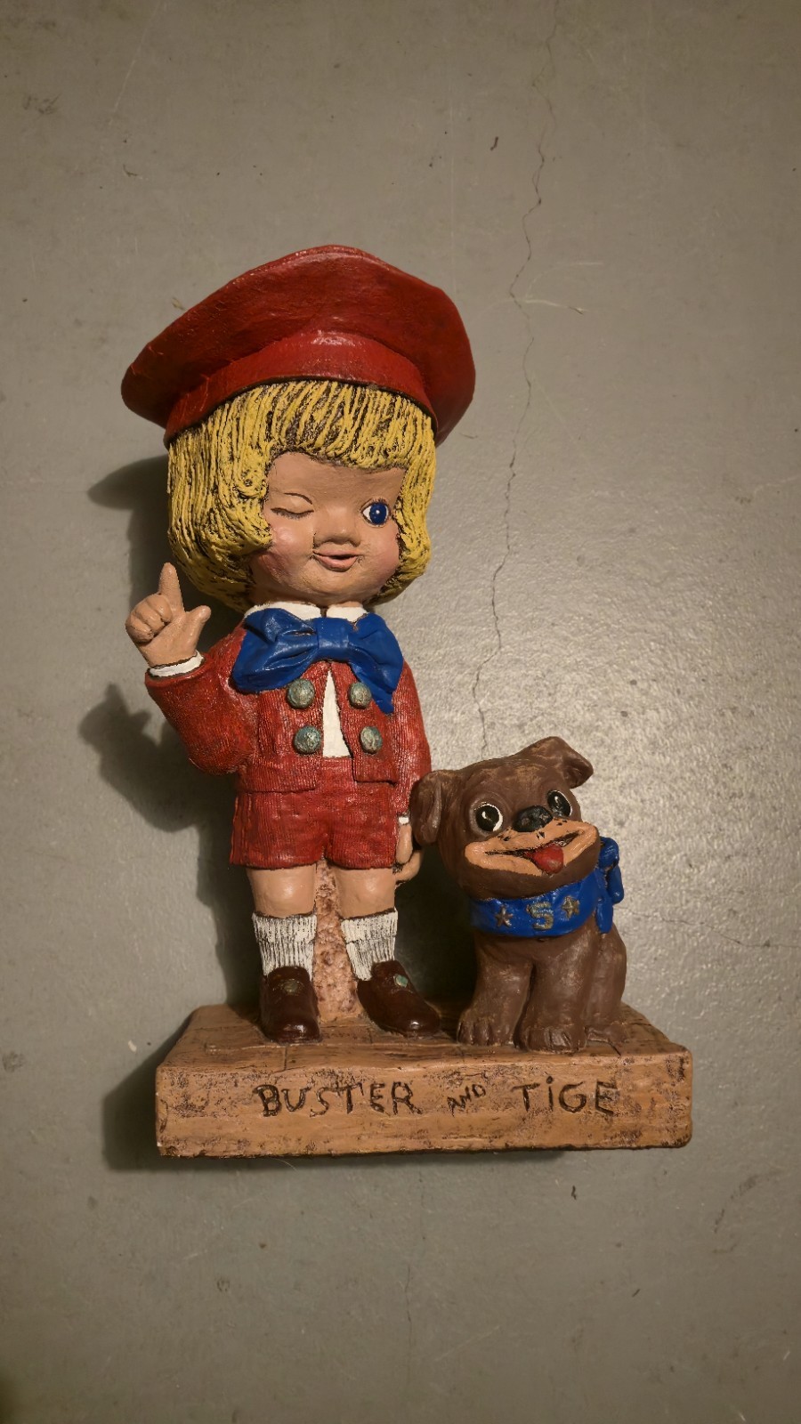 Vintage 1972 Buster Brown & Tige 18″ Store Display Statue And Dealer Sign