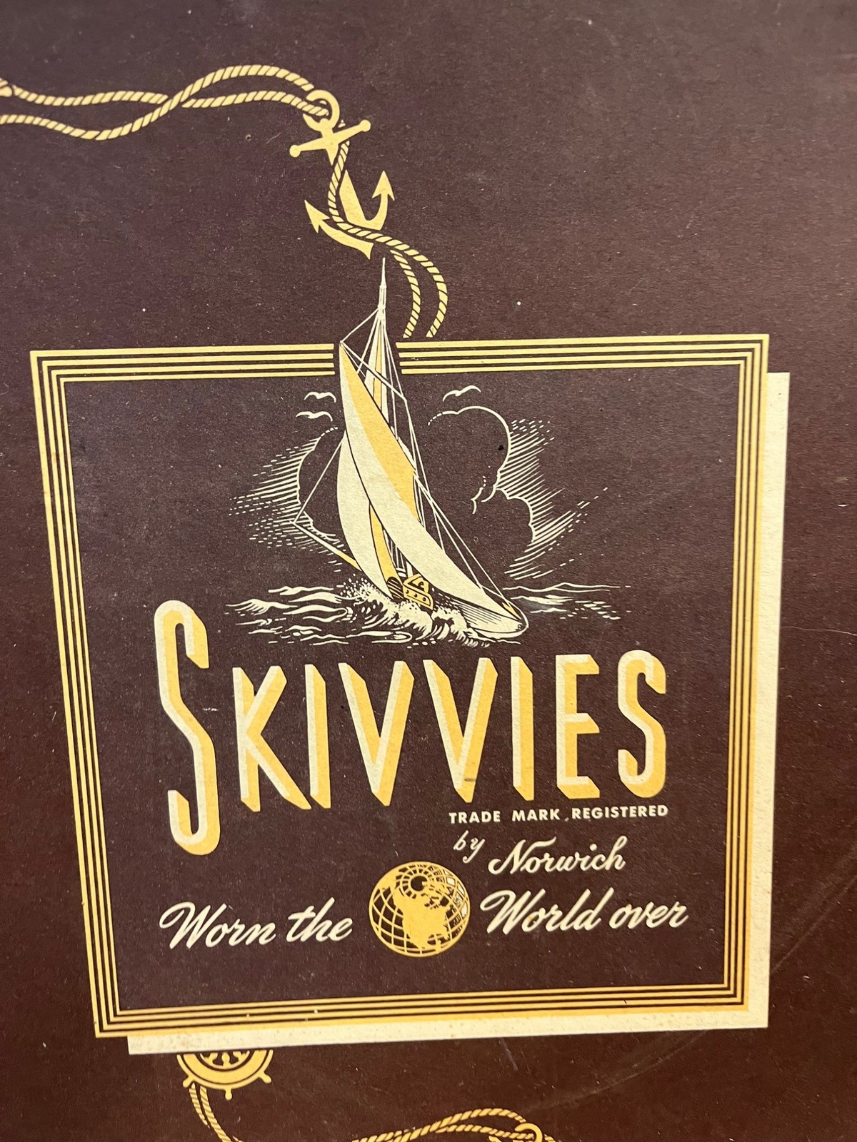 Vintage 1940s Skivvies Men’s Underwear Box Nautical Theme Advertising Display
