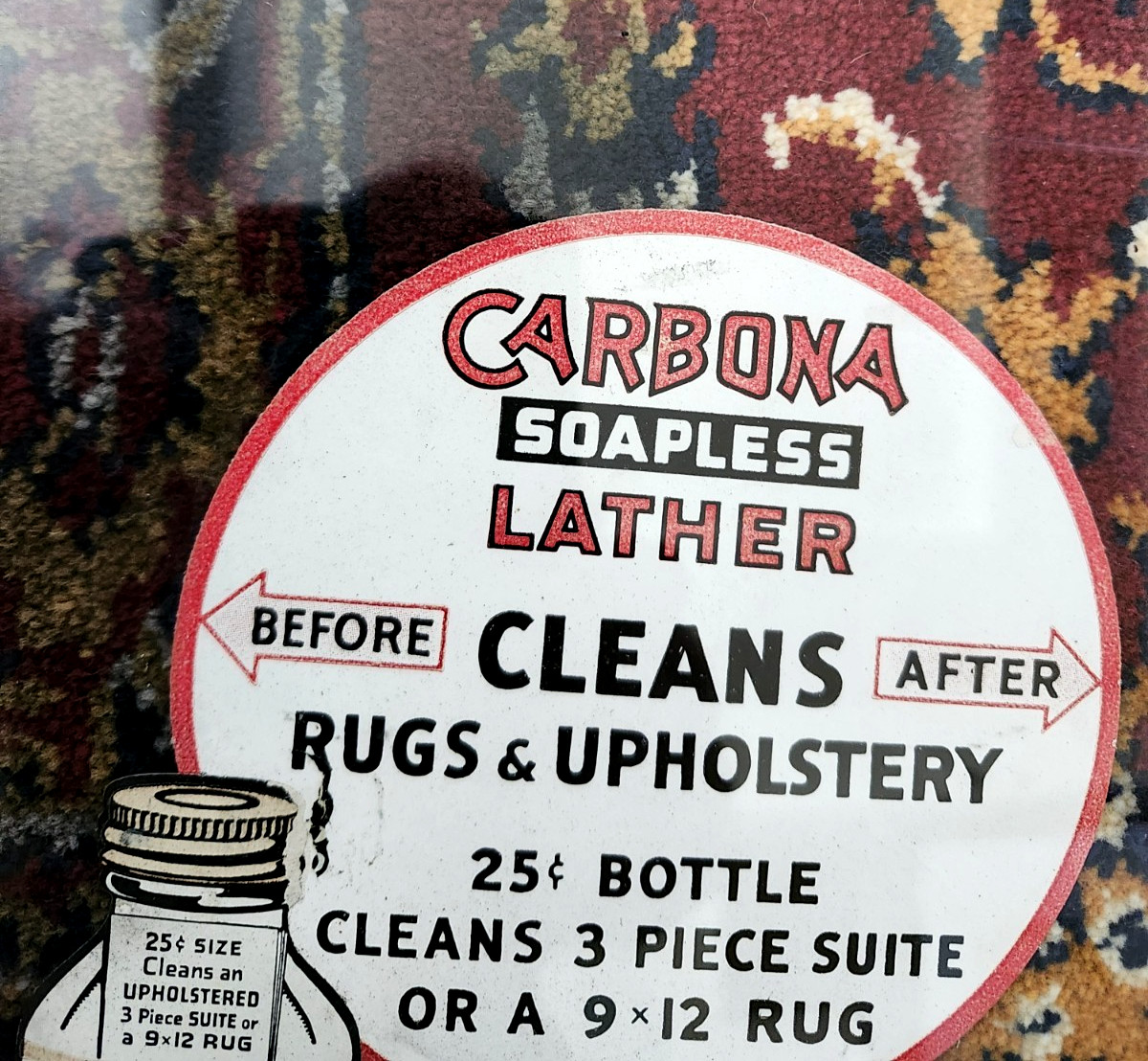 1940s Uniquely Framed Store Display Ad for Carbona Soapless Lather 13×11