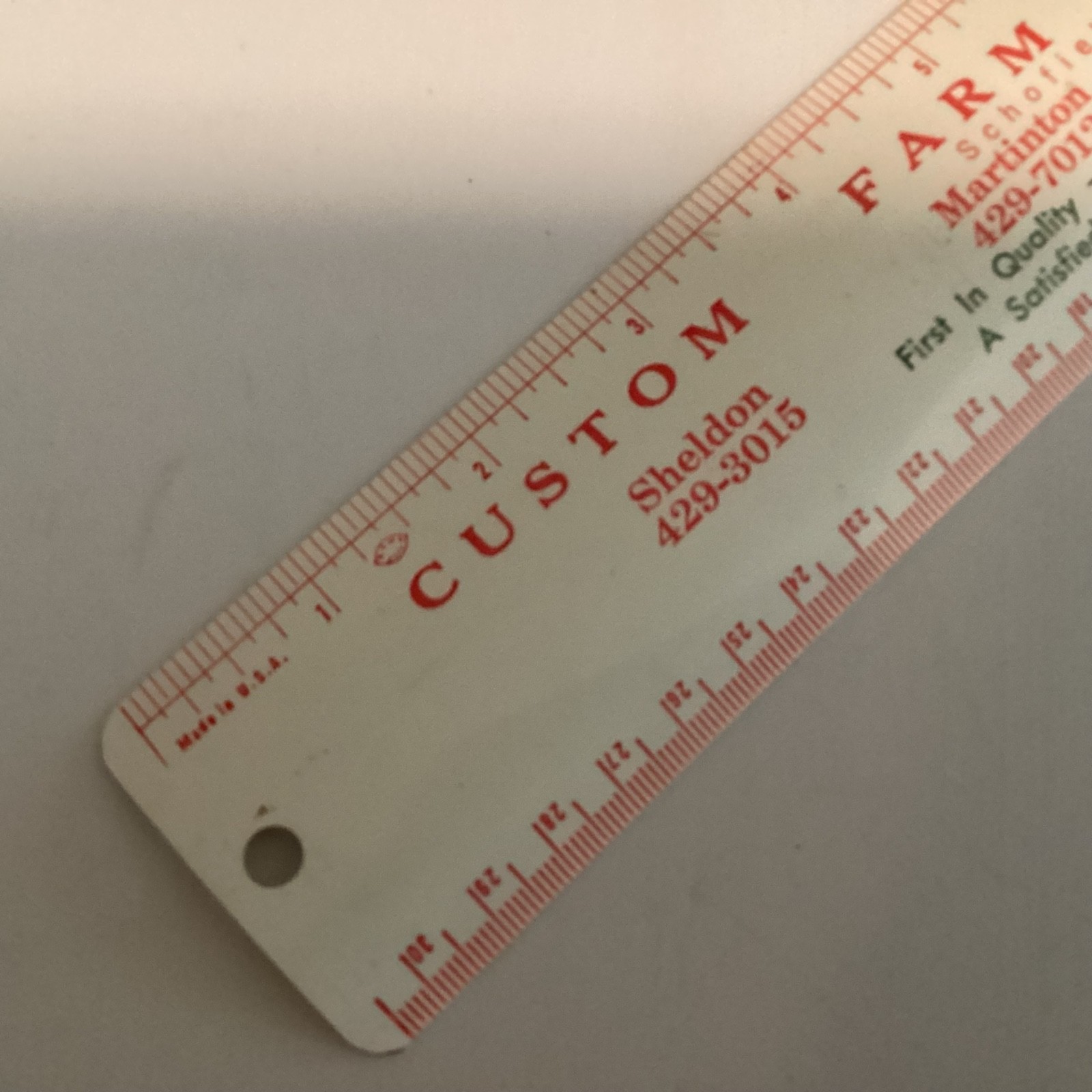 Custom farm services inc vintage metal ruler schofield division