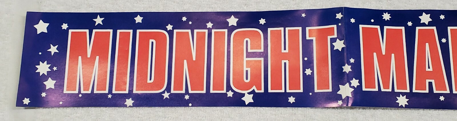 Vintage 1970’s Midnight Madness 34″ Display Advertising Sign Sales Shop Banner