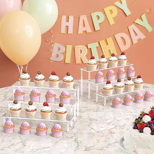 3 Tier Acrylic Display Riser, Clear Cupcake Stand Holder, Perfume Organizer