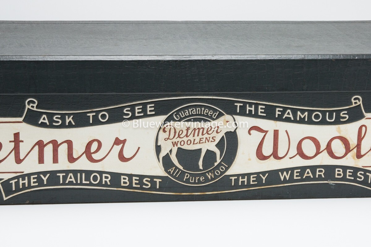 1931 Detmer Woolen Salesman Sample Fabric Display Box Amazing Deco Graphics EX!
