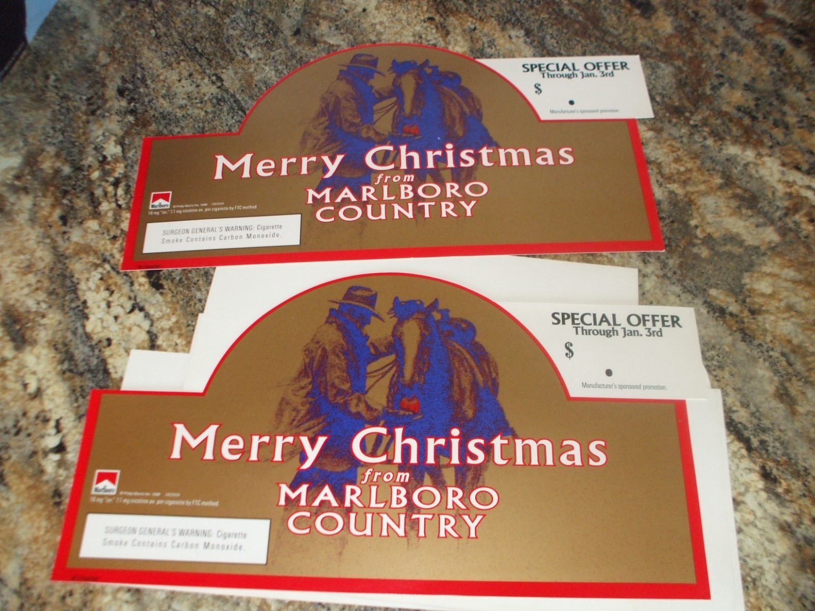Marlboro Store Display Advertising Cardboard Cowboy – 1998, 1999- Lot of 10