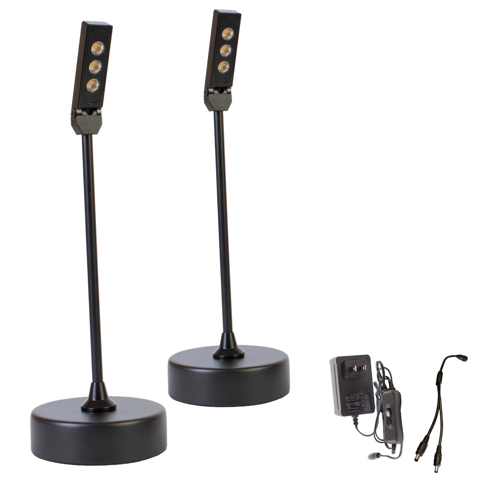 2x Showcase LED pole light 4000K with base for display case trade show retail