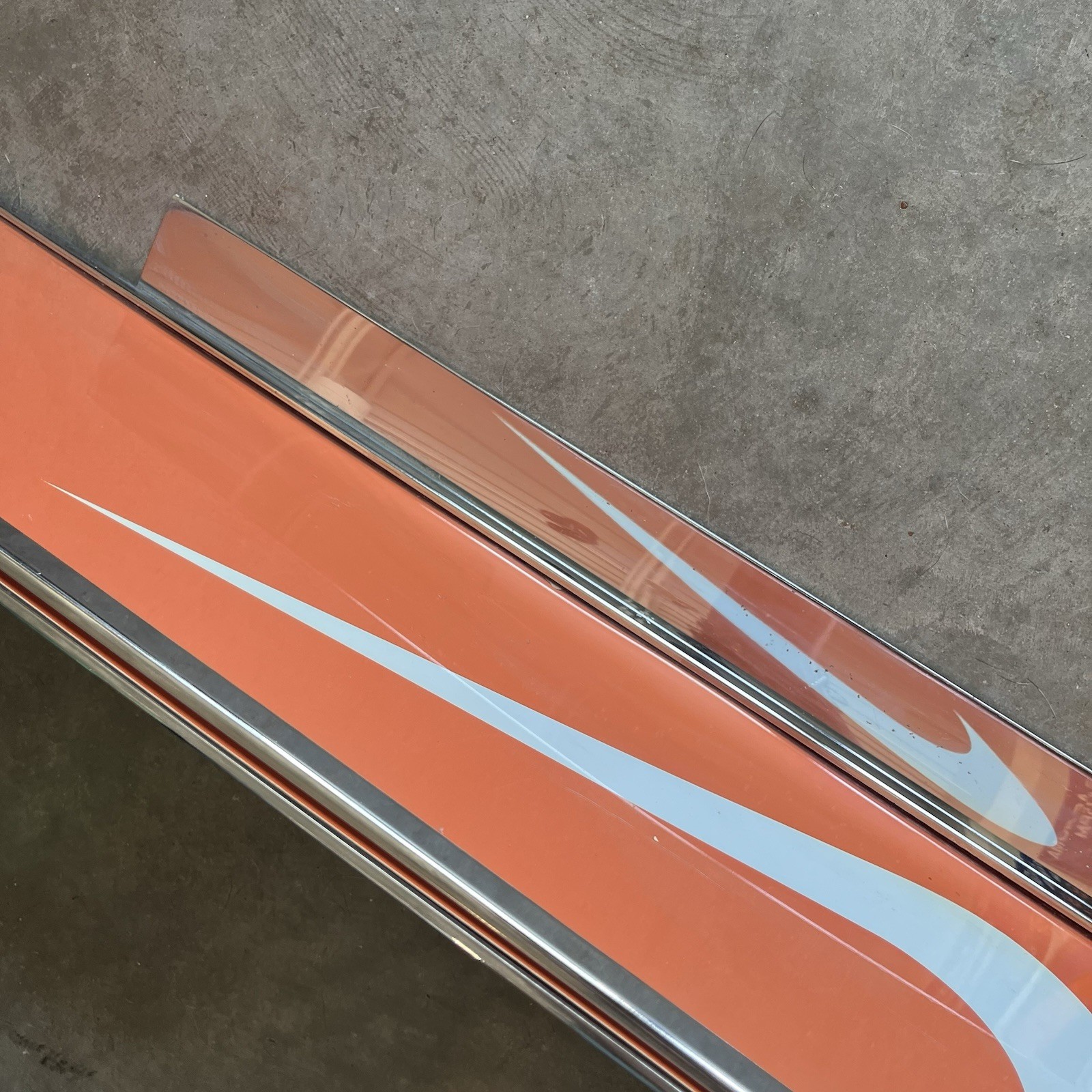 Vintage Orange Nike Store Display 50×14 Inches Metal/Plastic